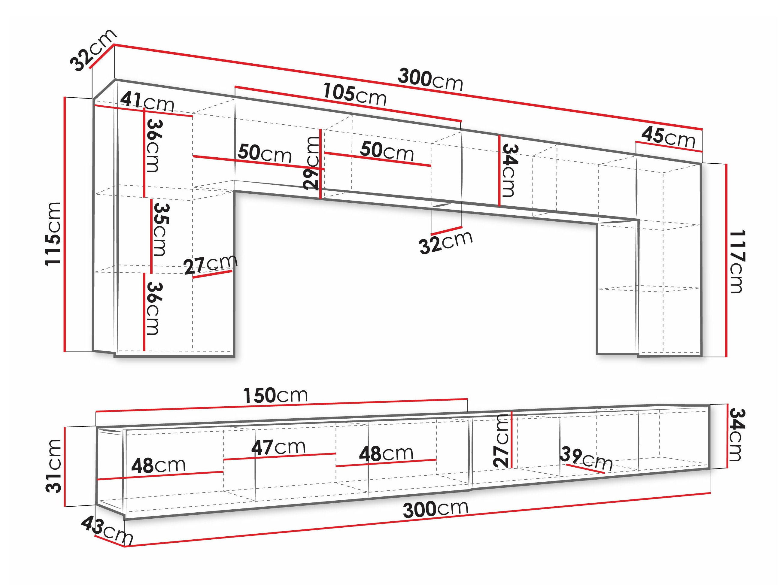 Living room set Remus XIII (White + Glossy white)