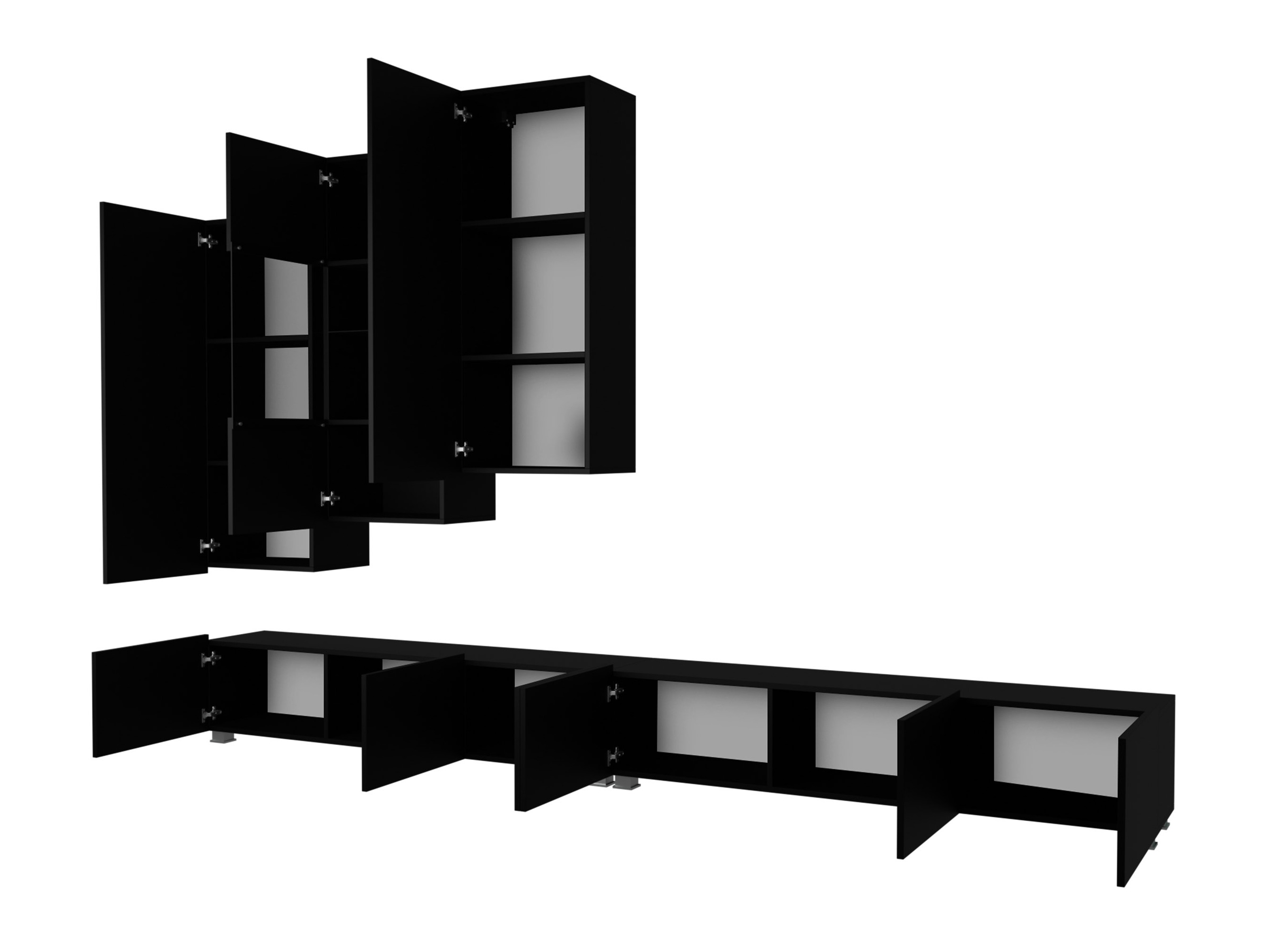 Living room set Remus XVII (Black + Glossy black)