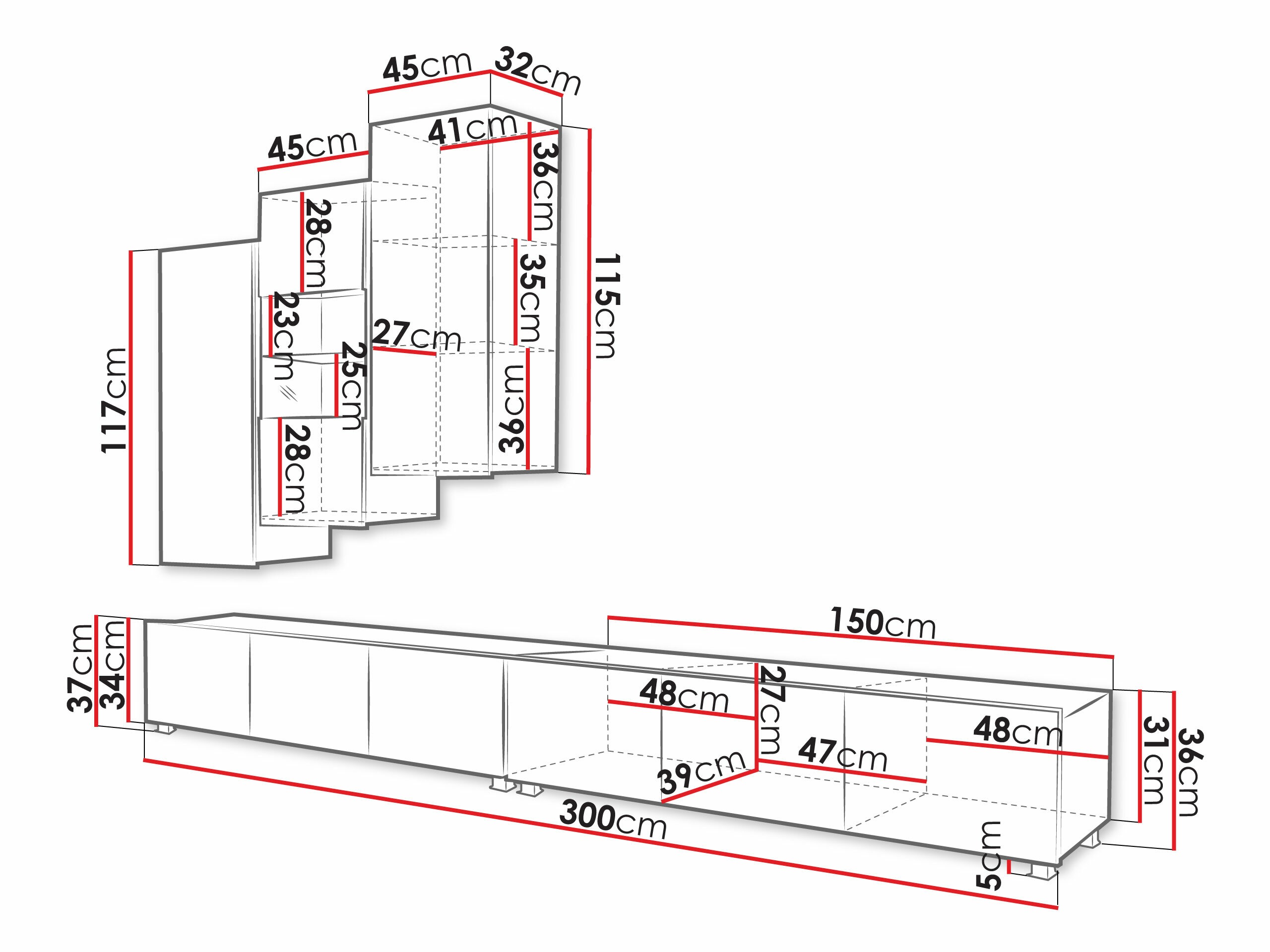 Living room set Remus XVII (Black + Glossy black)