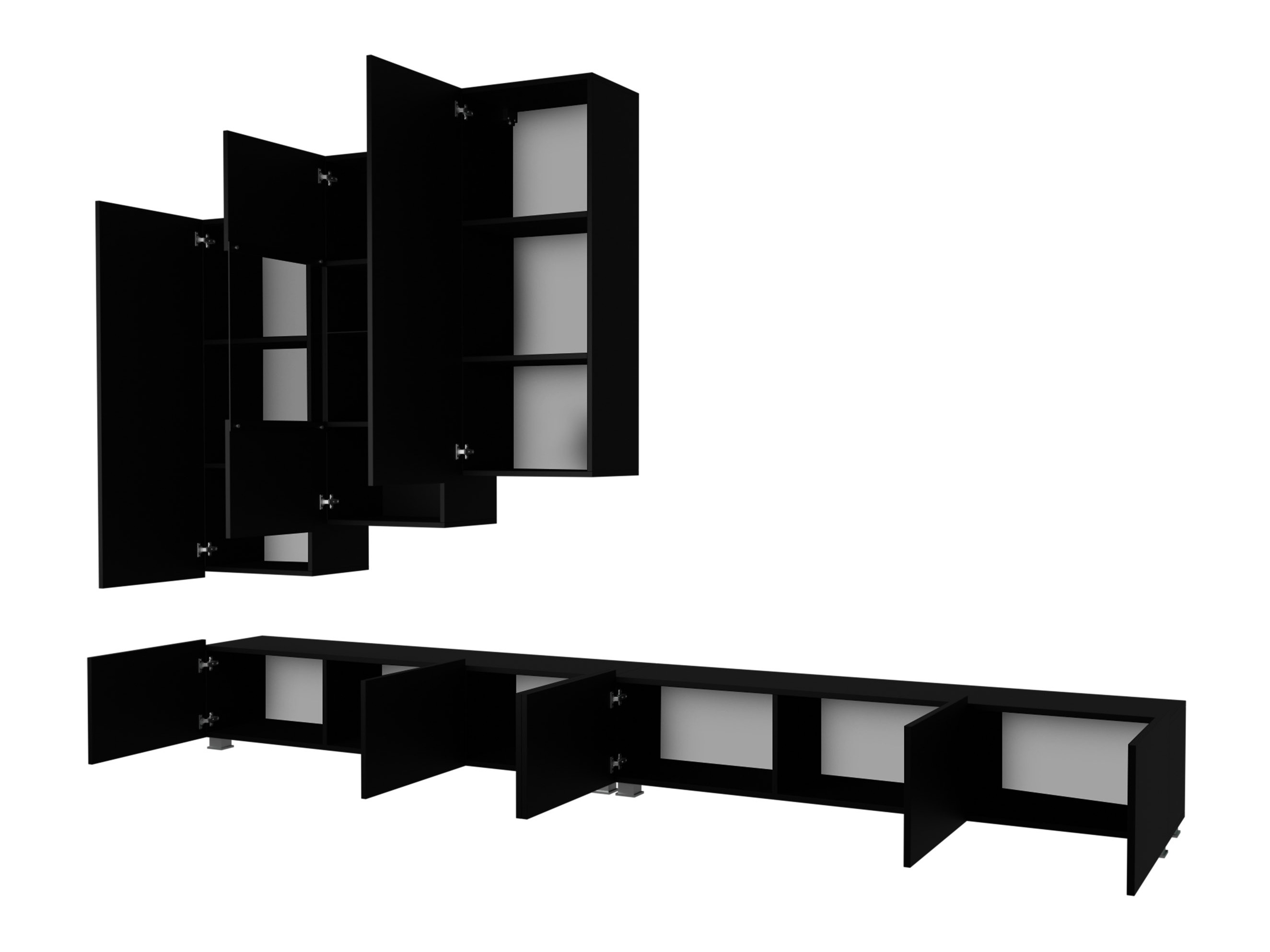 Living room set Remus XVII (Black + Glossy black)