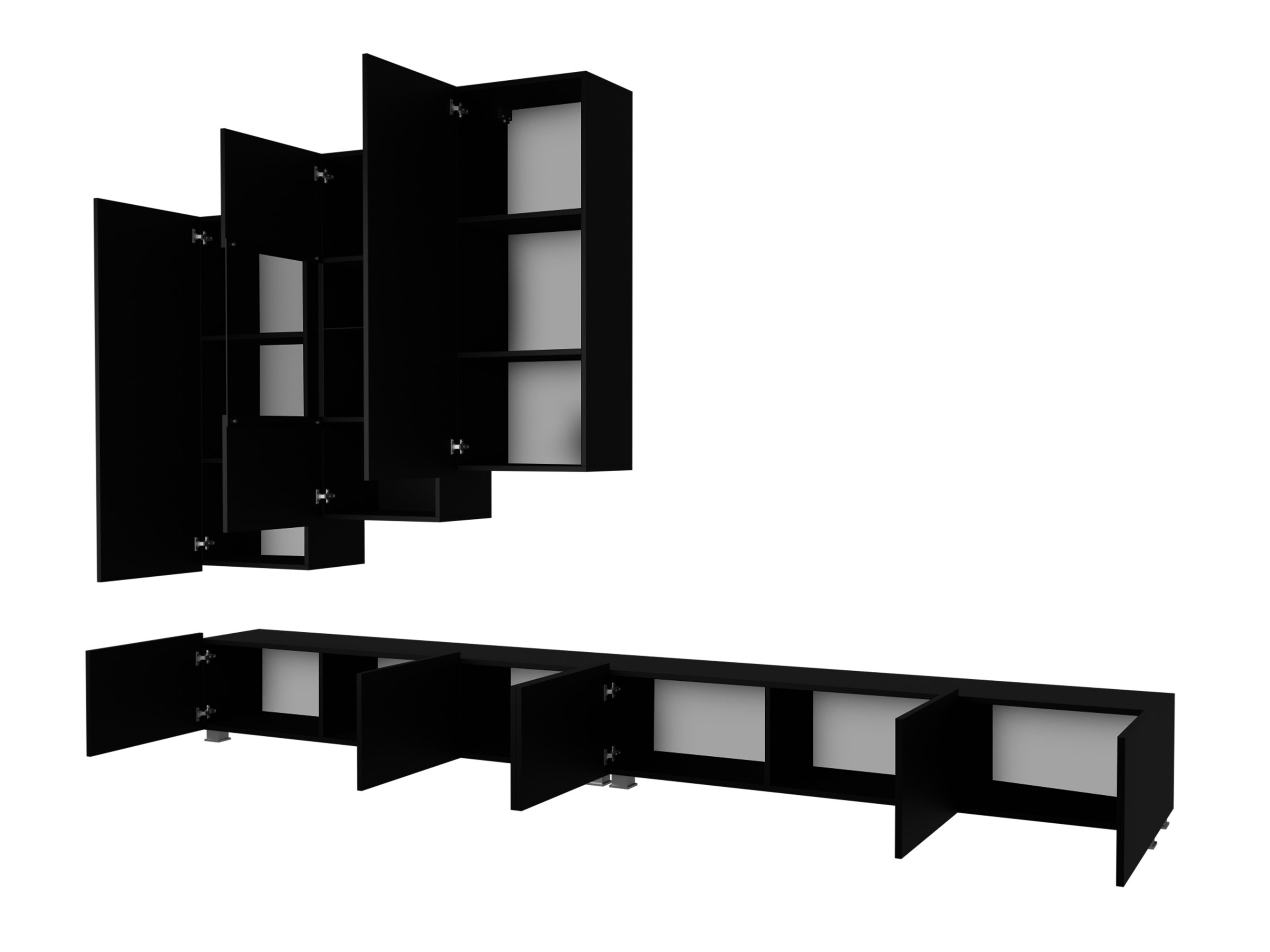 Living room set Remus XVII (White + Glossy white + Black + Glossy black)