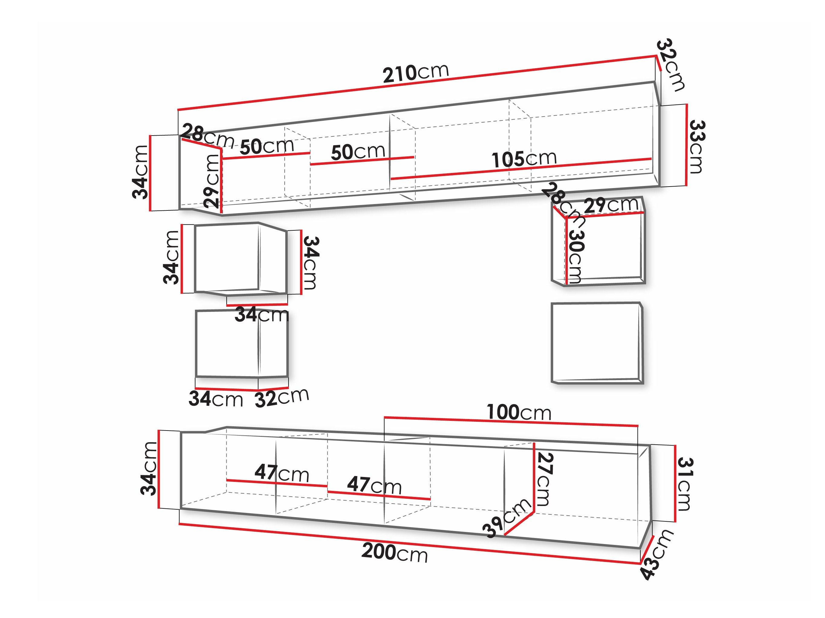 Living room set Remus XVI (Black + Glossy black)