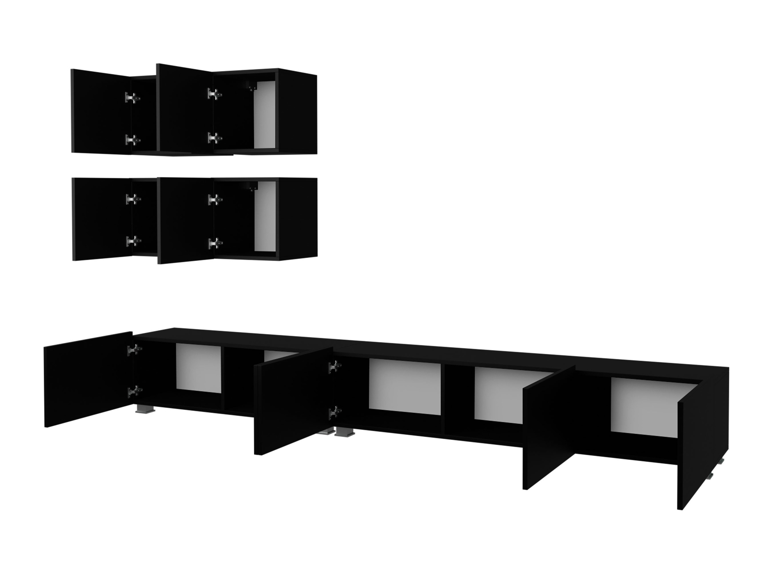 Living room set Remus XVIII (Black + Glossy black + White + Glossy white)