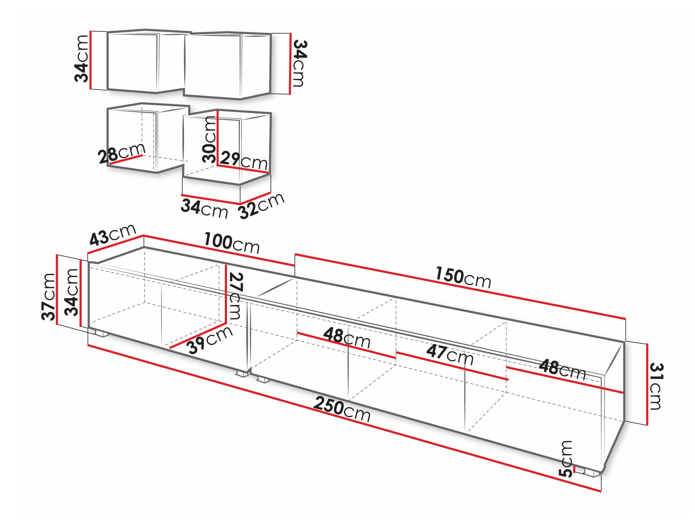 Living room set Remus XVIII (Black + Glossy black)