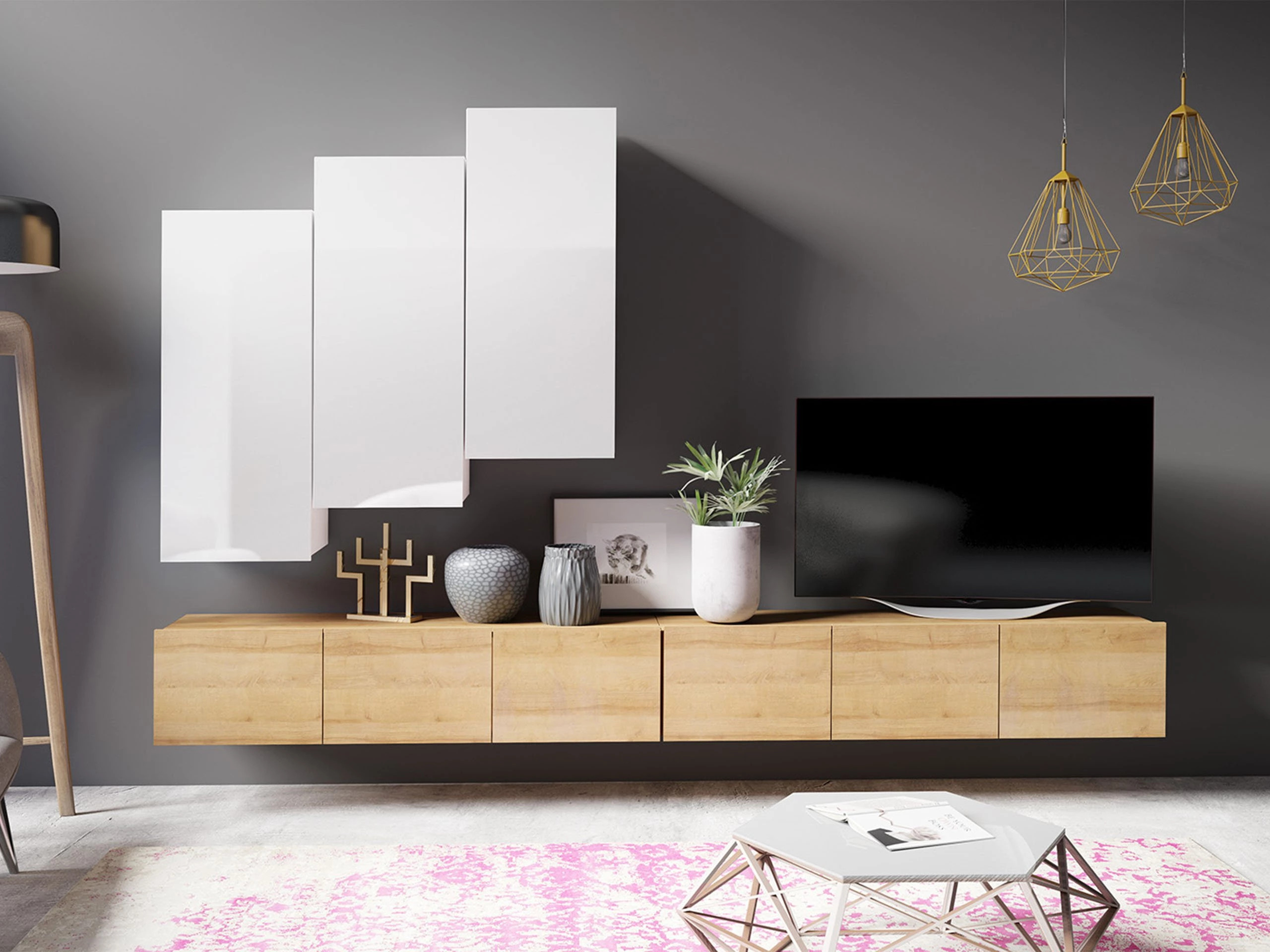 Living room set Remus XX (Golden oak + White)