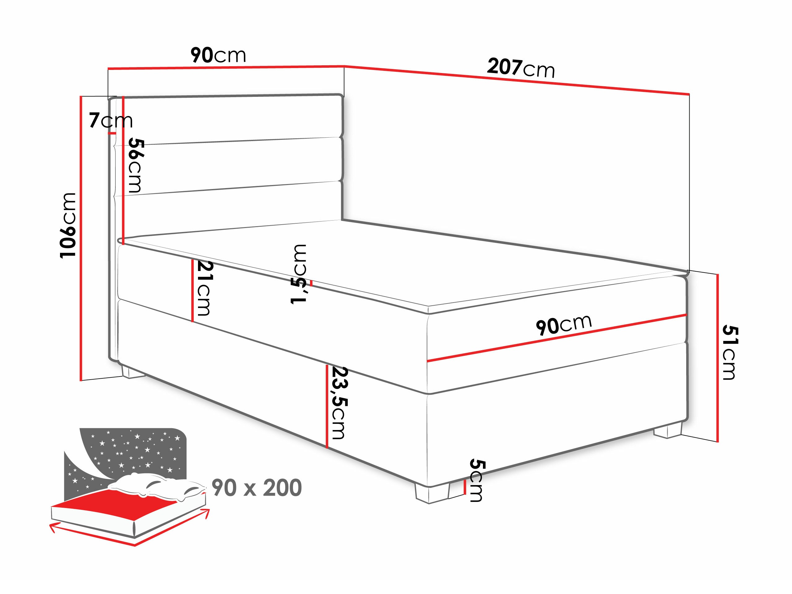Continental bed Delphio (Manila 14)