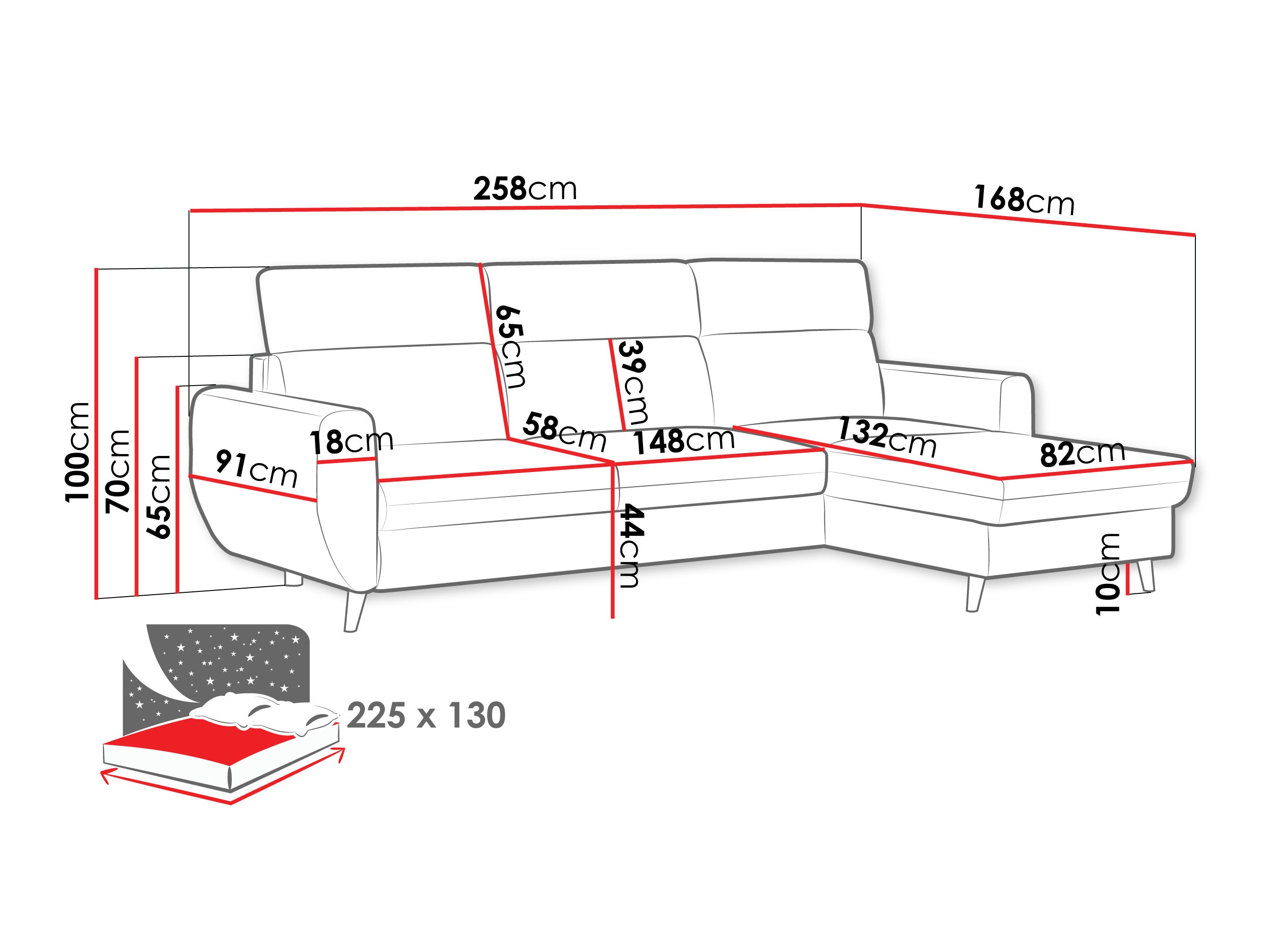 Corner sofa Temple 132 (Cruz 35)