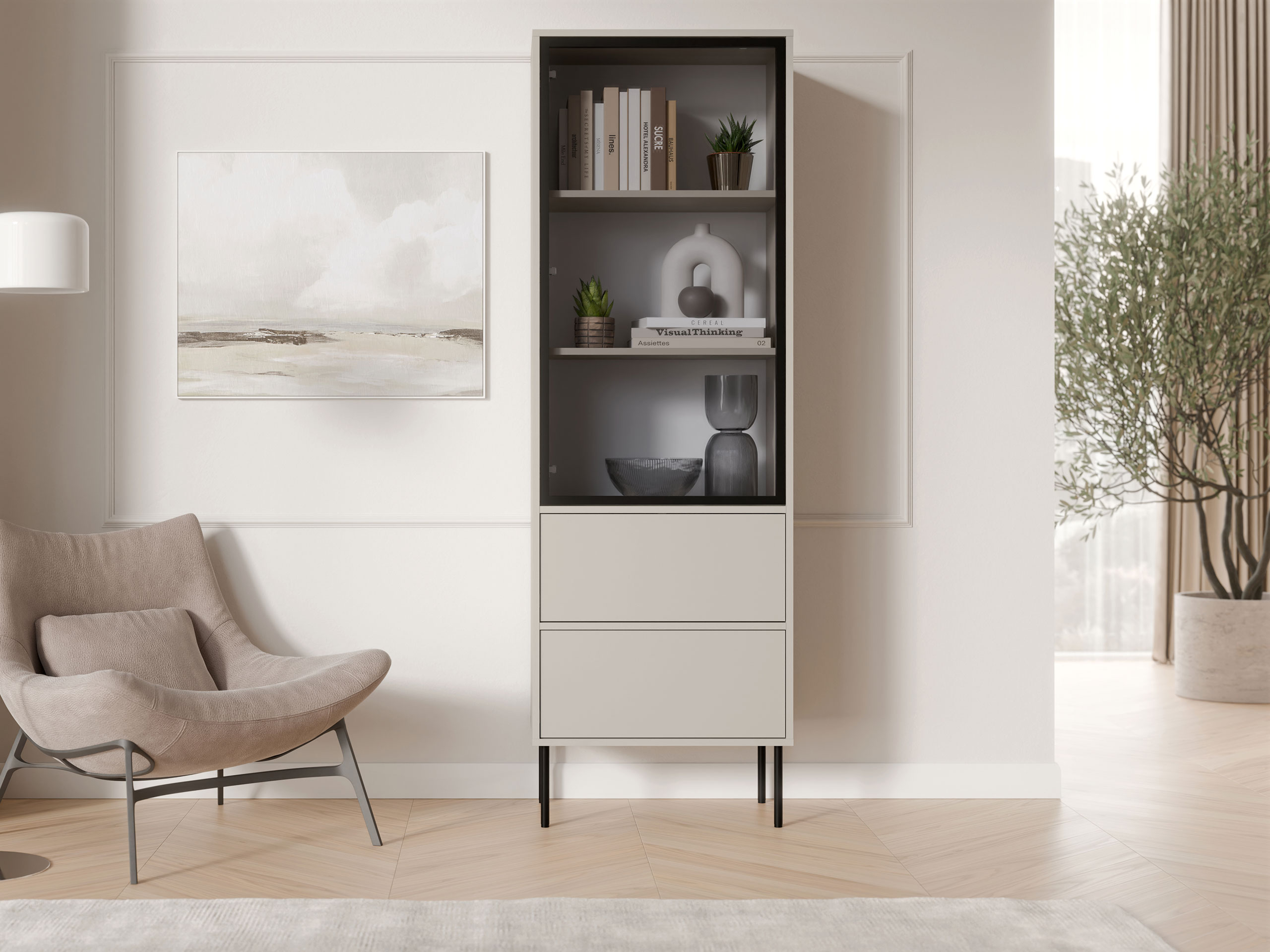 Bookcase Merevai 105 (Cashmere)