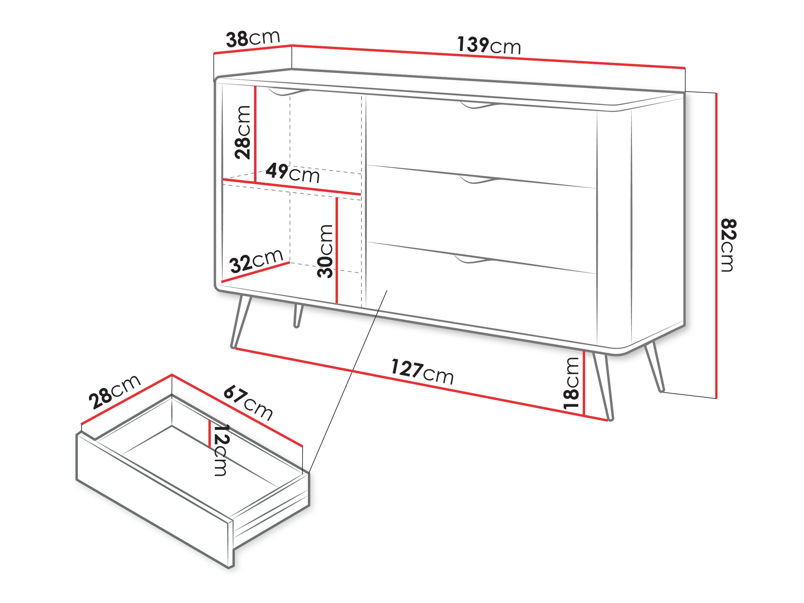 Chest of drawers Lectum (Graphite)