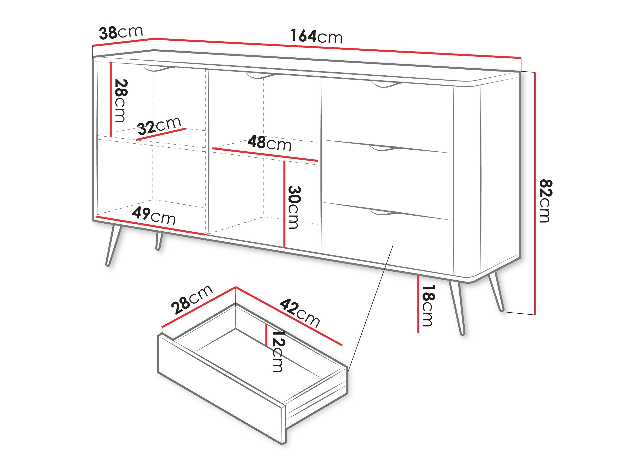 Chest of drawers Lectum I (Graphite)