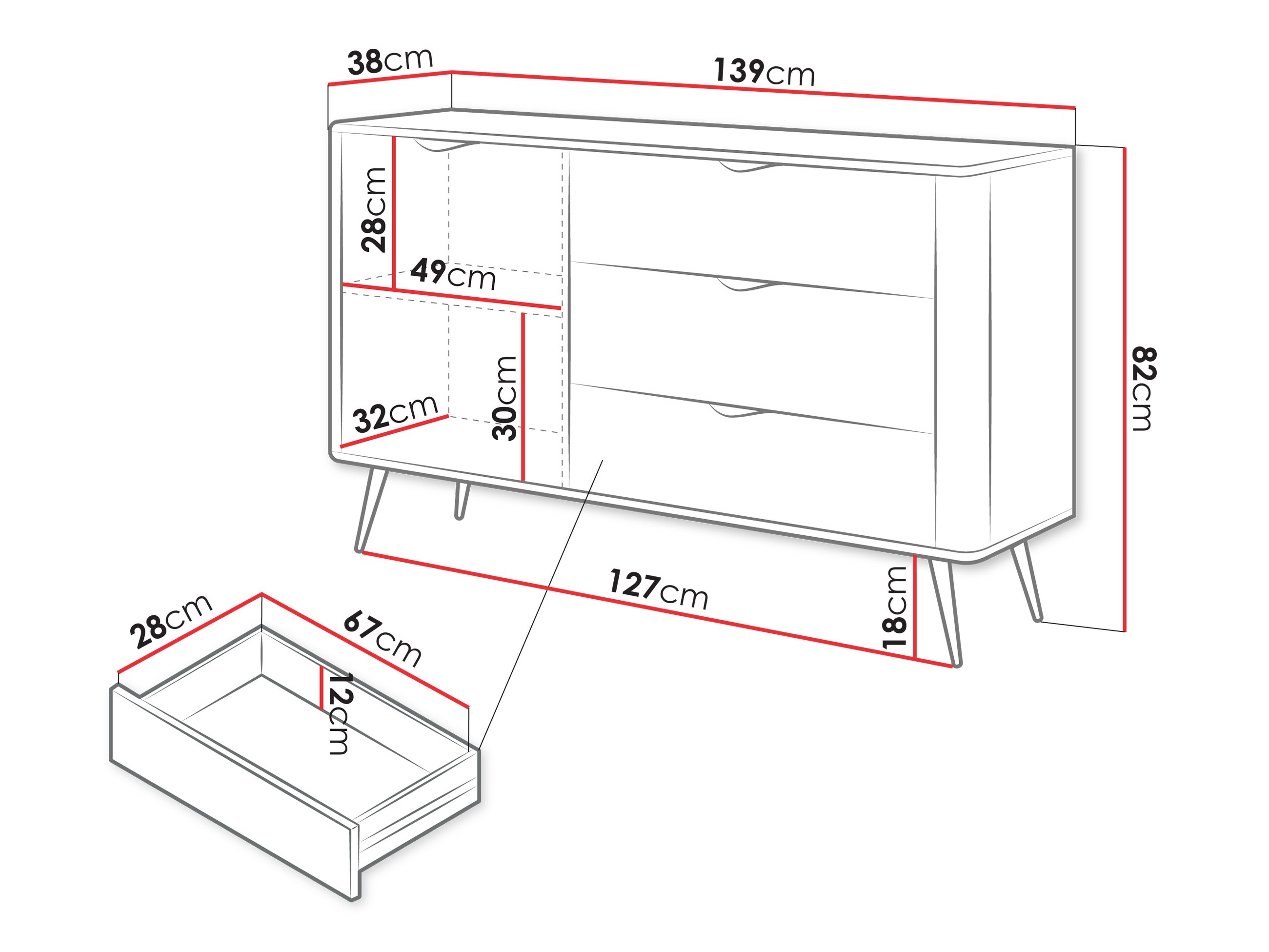 Chest of drawers Lectum (White)