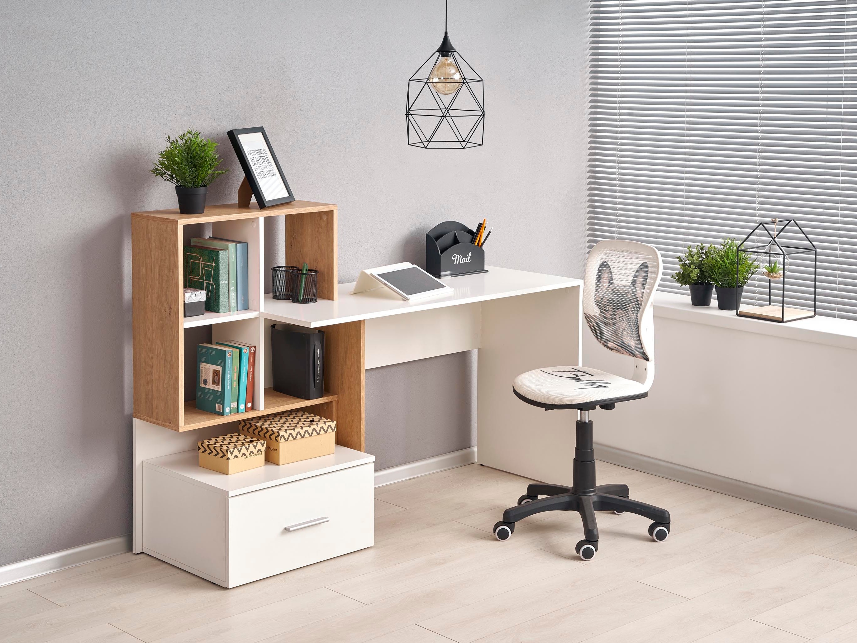 Desk Houston 826 (White + Golden oak)