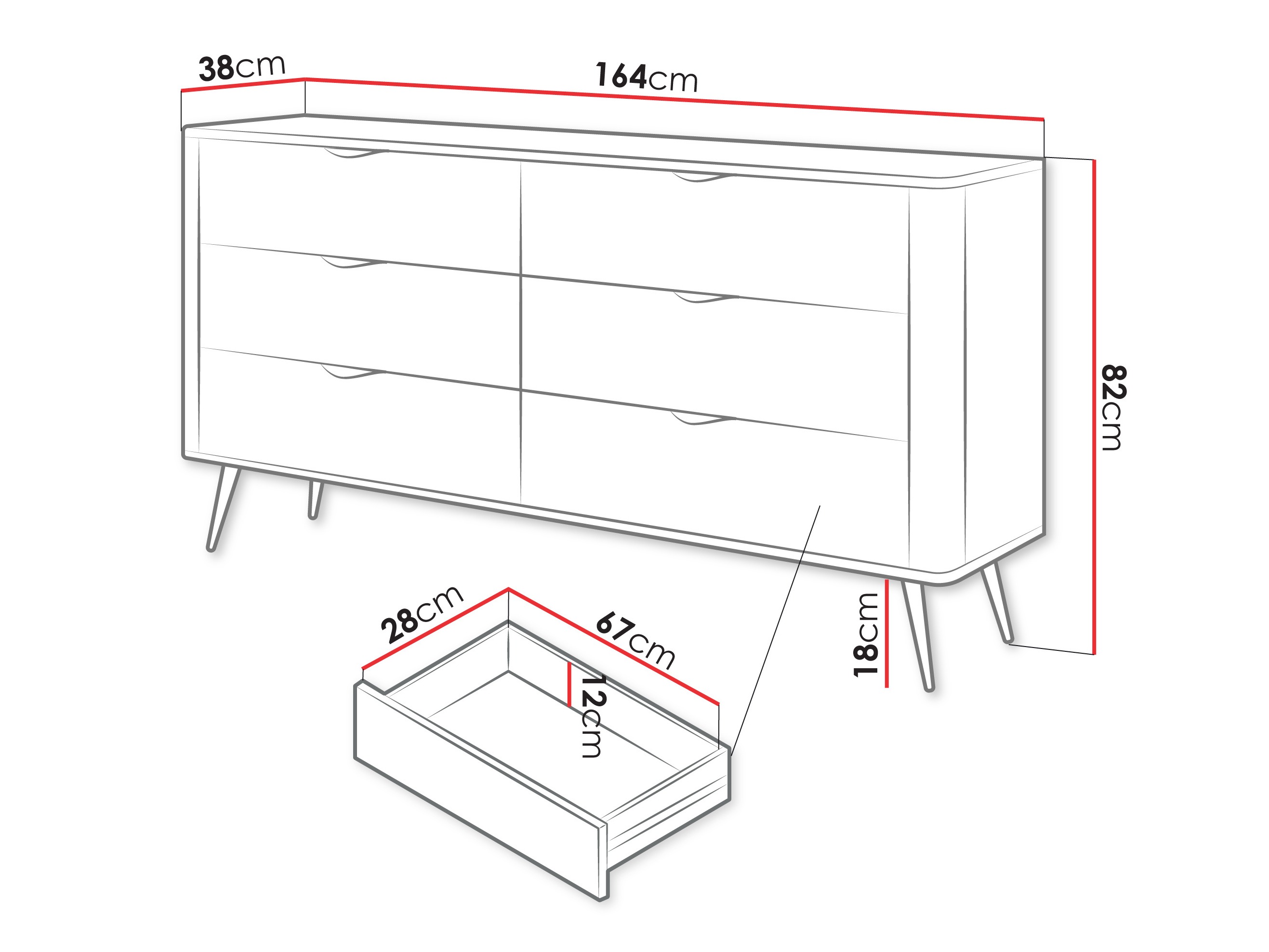 Chest of drawers Lectum II (Graphite)