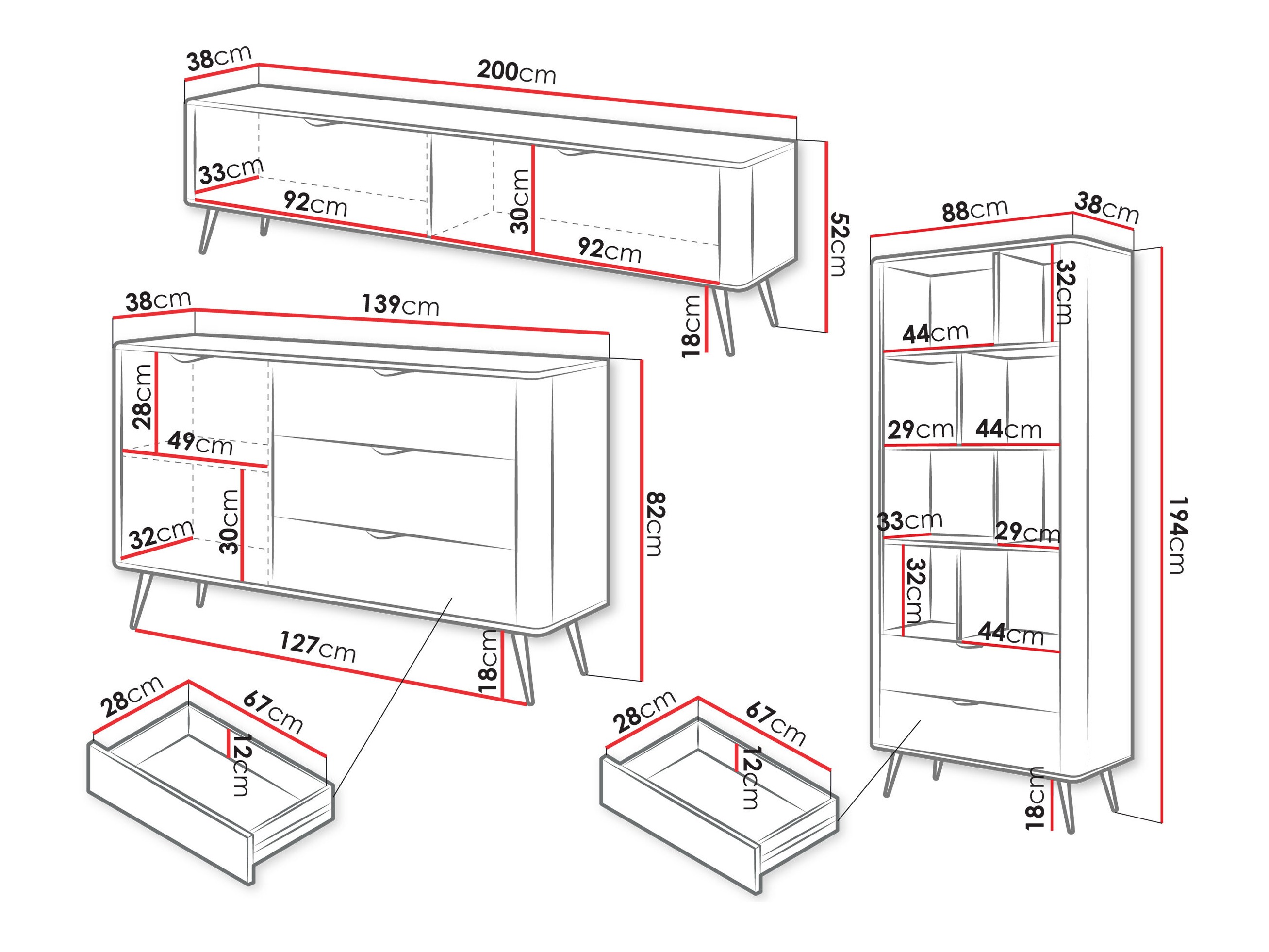 Living room set Lectum I (Graphite)