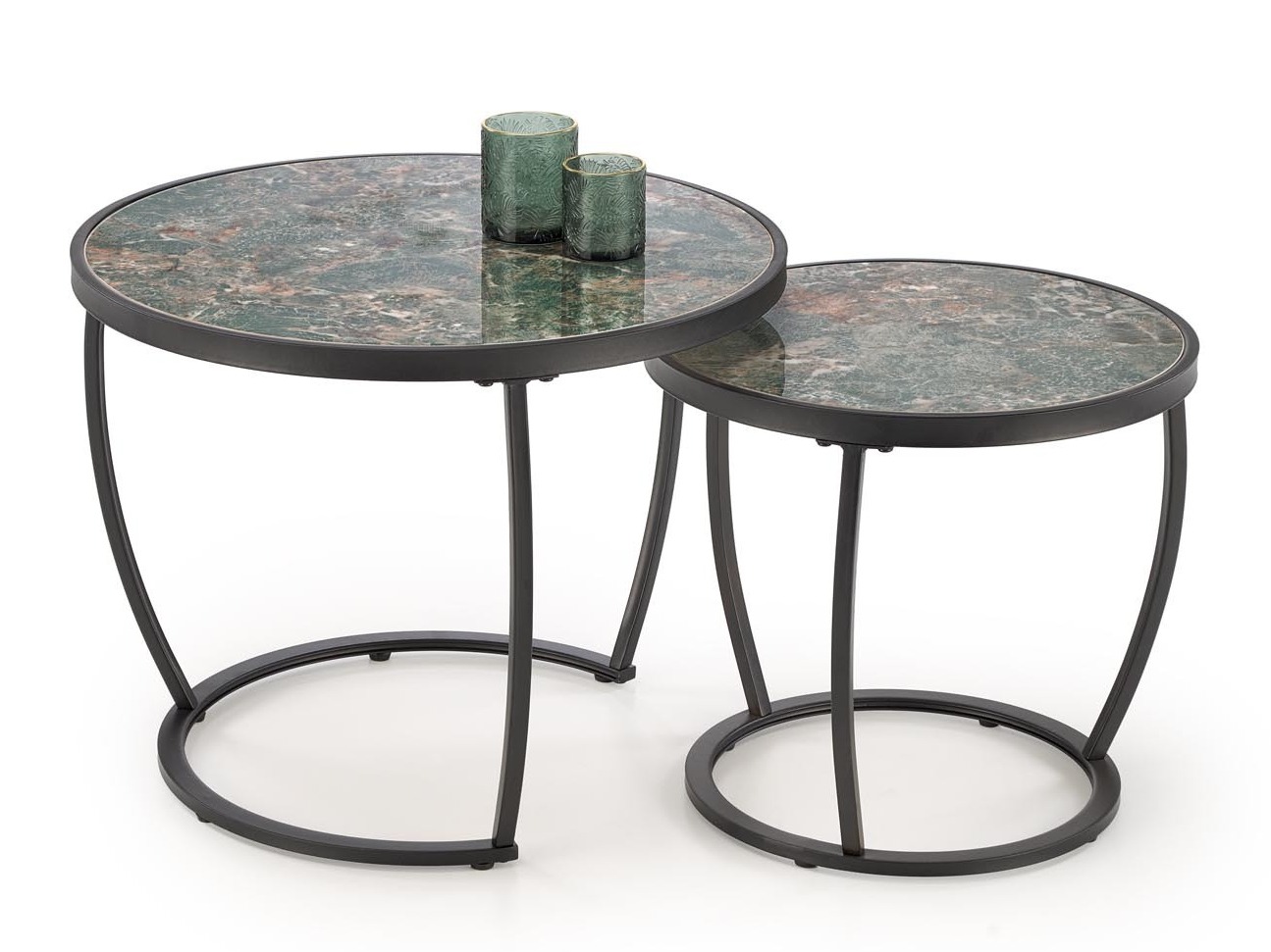 Nest of coffee tables Houston 1658 (Black + Green marble)