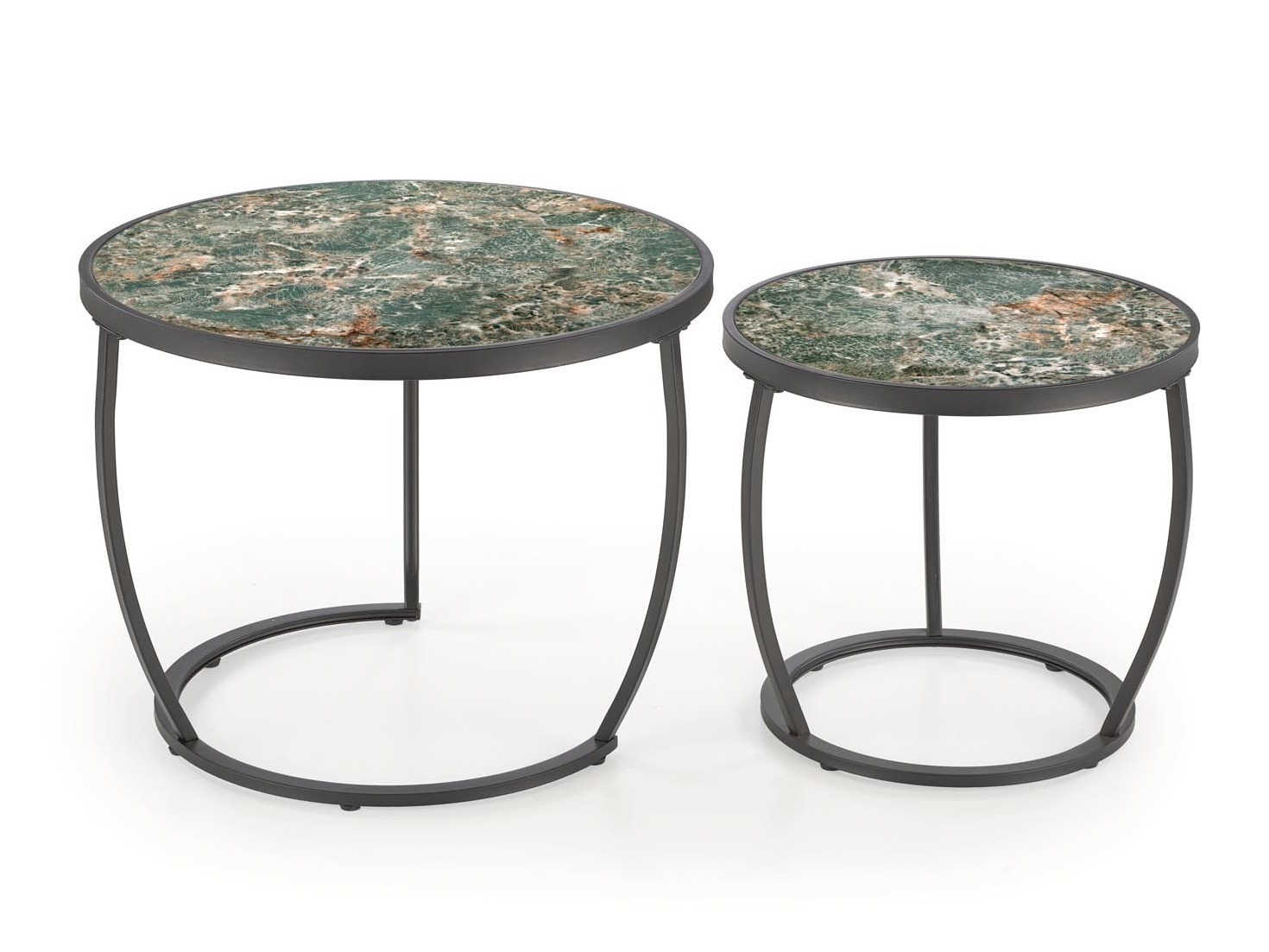 Nest of coffee tables Houston 1658 (Black + Green marble)