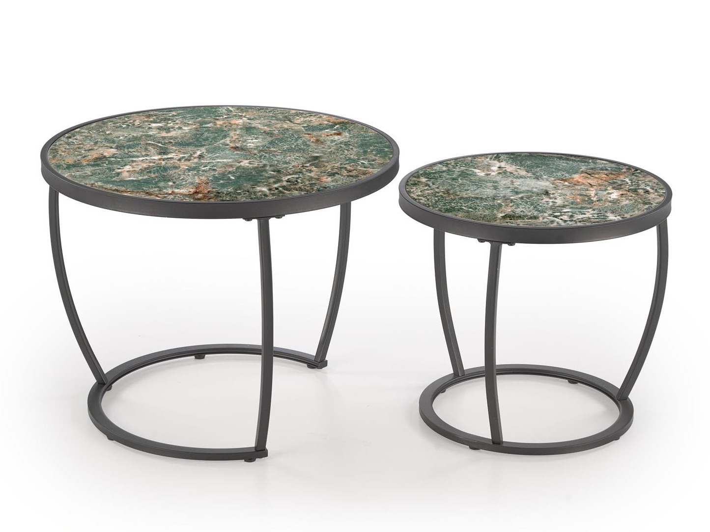 Nest of coffee tables Houston 1658 (Black + Green marble)