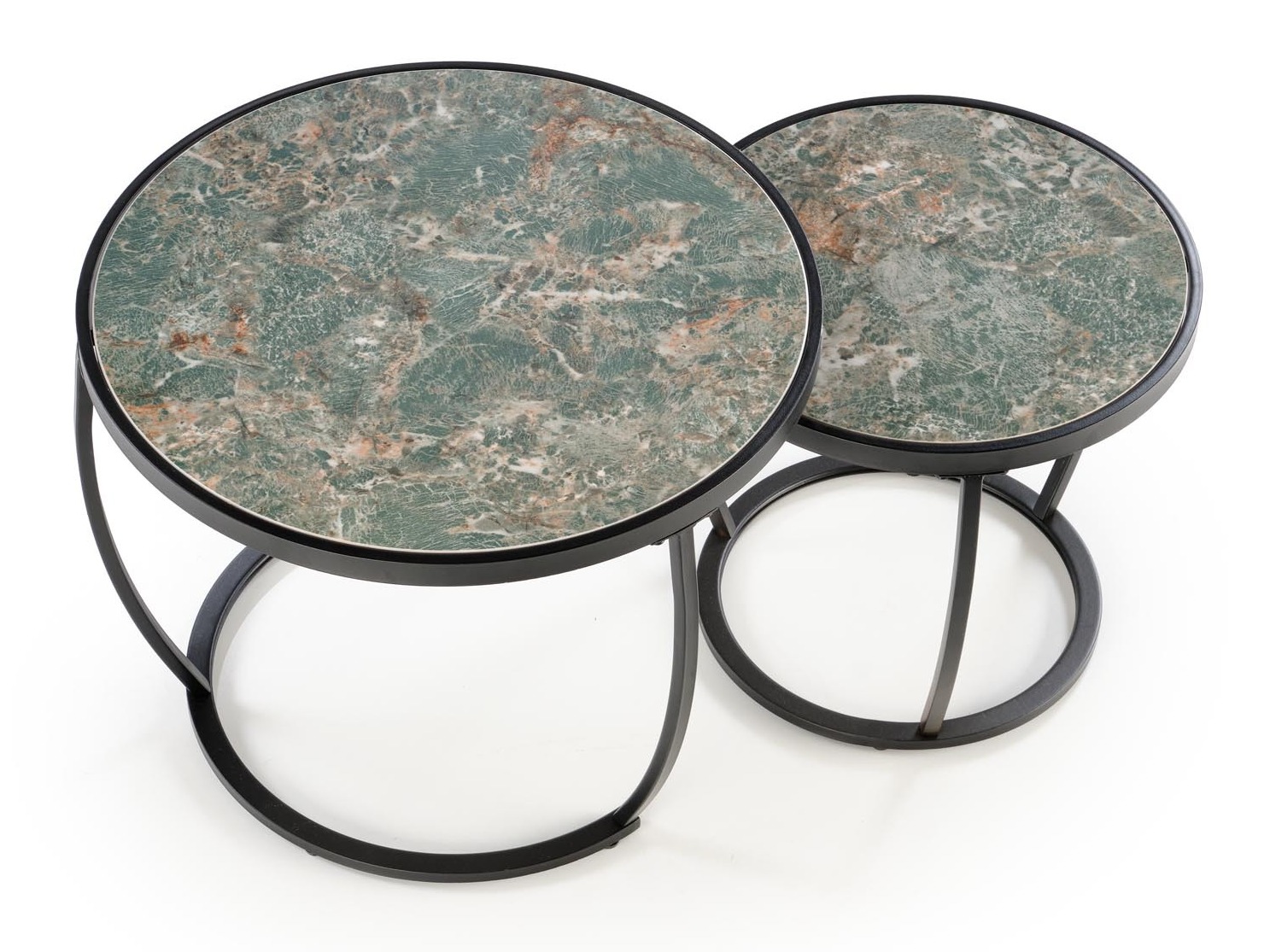 Nest of coffee tables Houston 1658 (Black + Green marble)