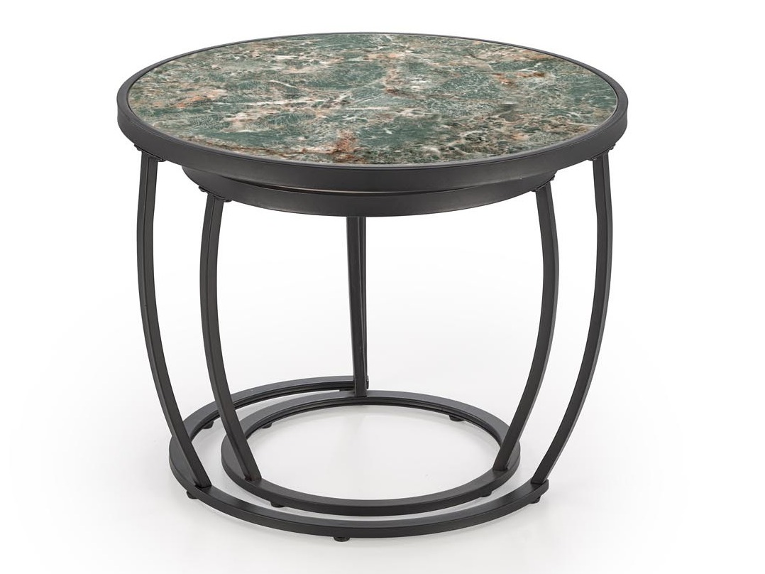 Nest of coffee tables Houston 1658 (Black + Green marble)