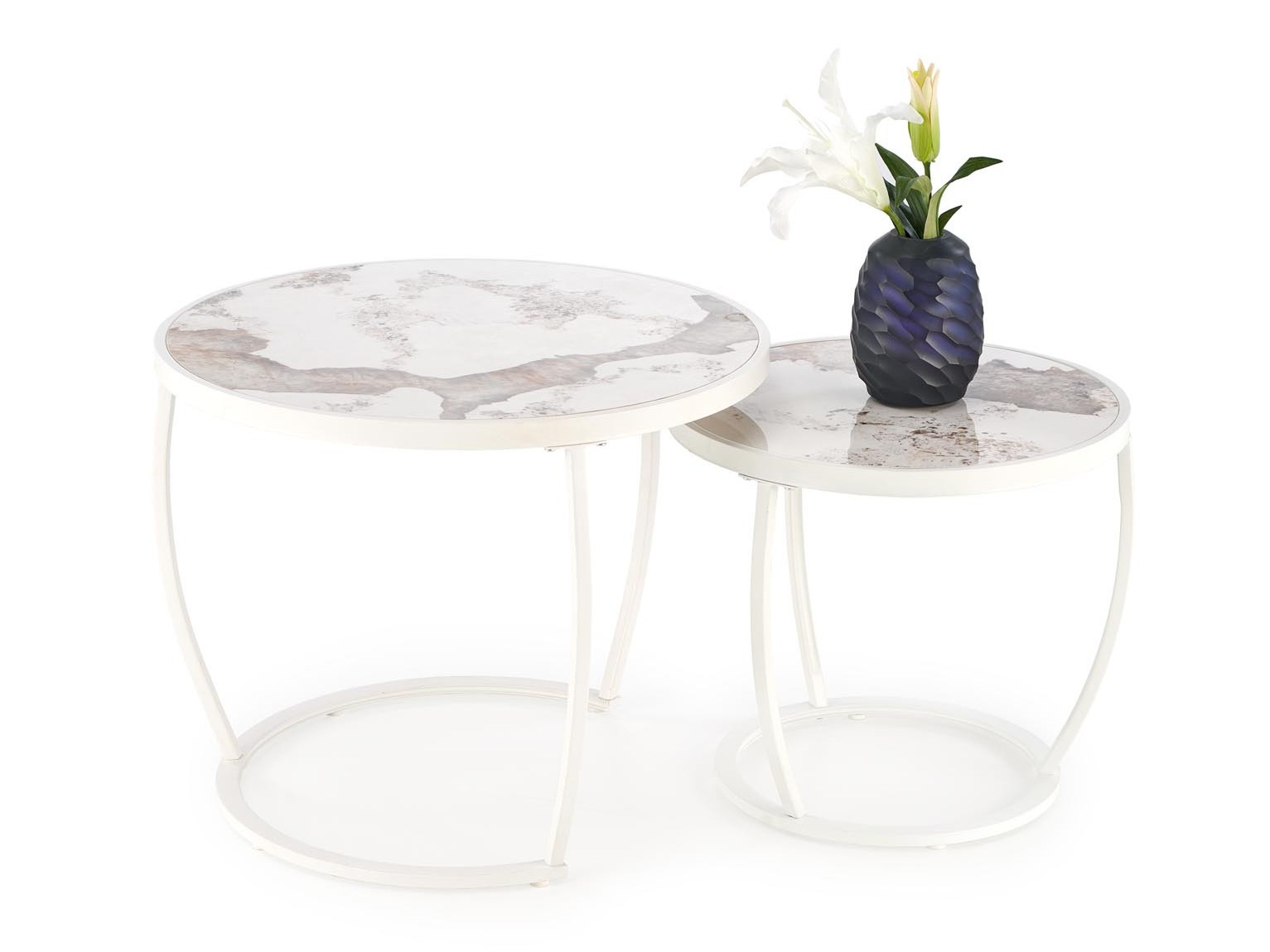 Nest of coffee tables Houston 1658 (White + White marble)