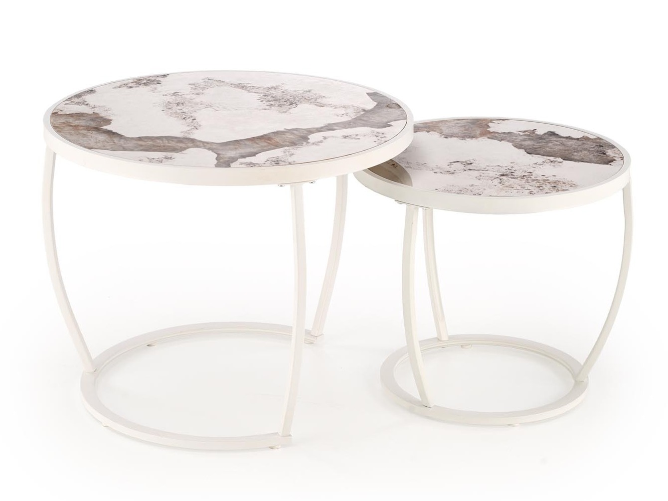 Nest of coffee tables Houston 1658 (White + White marble)