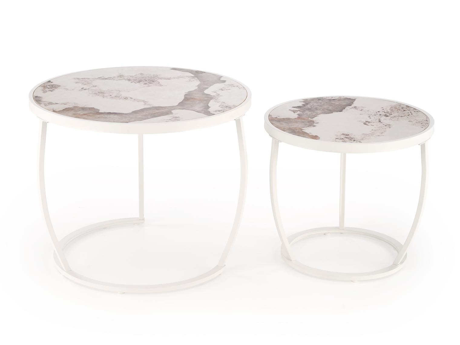 Nest of coffee tables Houston 1658 (White + White marble)