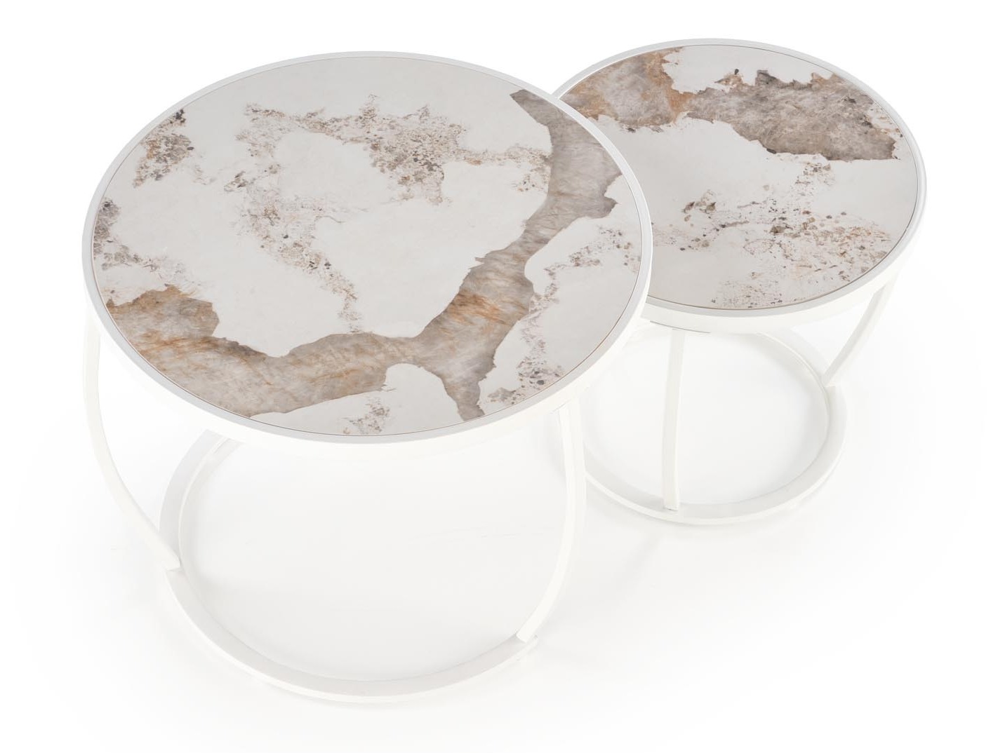 Nest of coffee tables Houston 1658 (White + White marble)