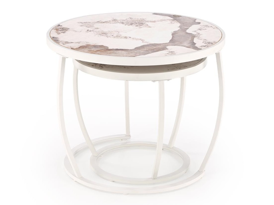 Nest of coffee tables Houston 1658 (White + White marble)