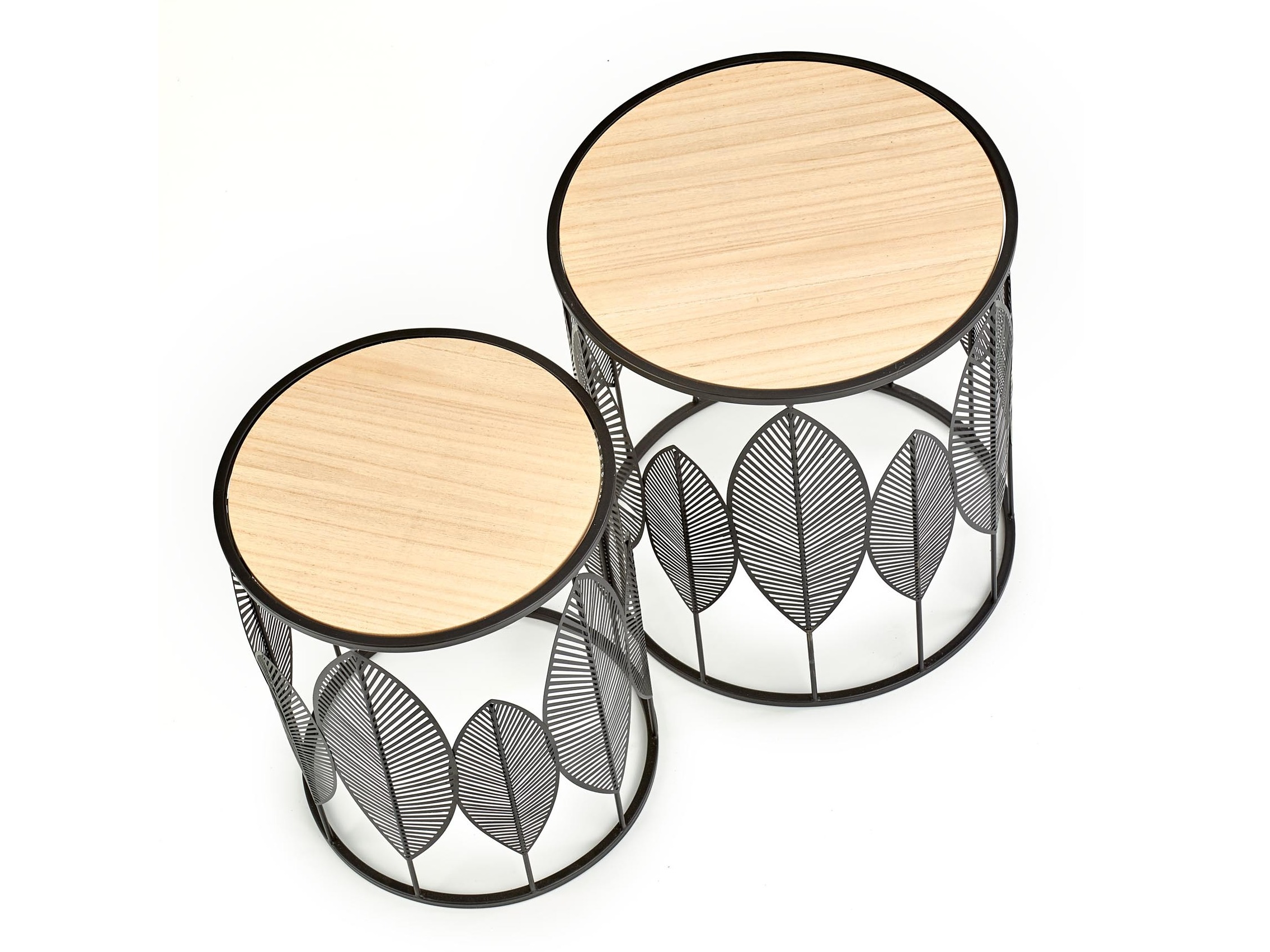 Nest of side tables Houston 974 (Black + Light wood)