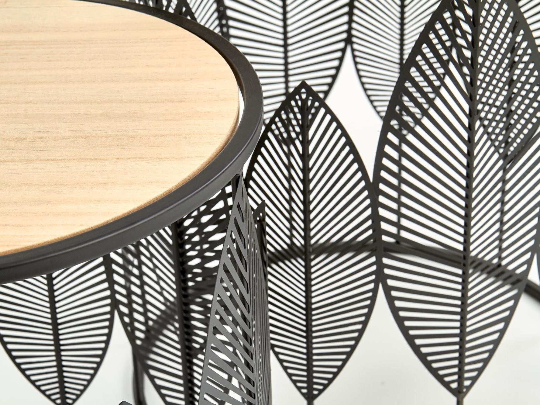 Nest of side tables Houston 974 (Black + Light wood)