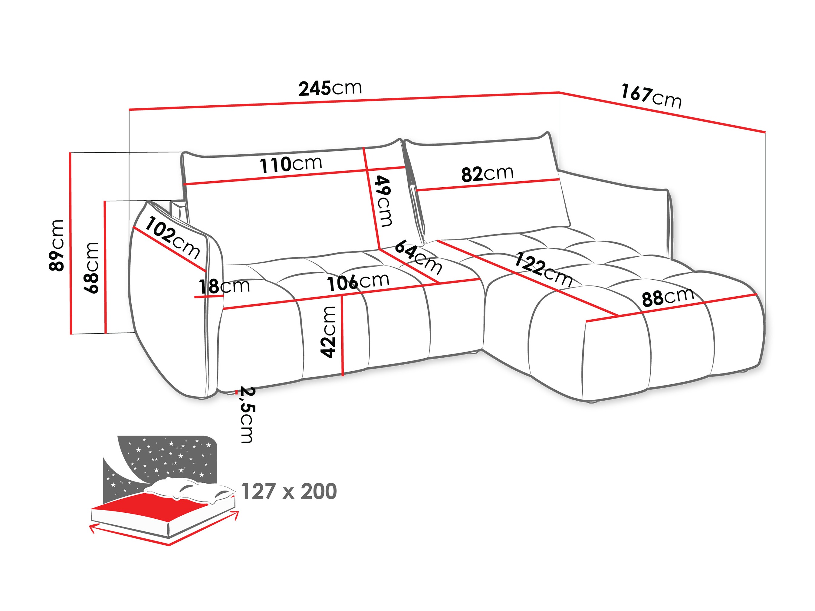 Corner sofa Lima 136 (Lumo 65)