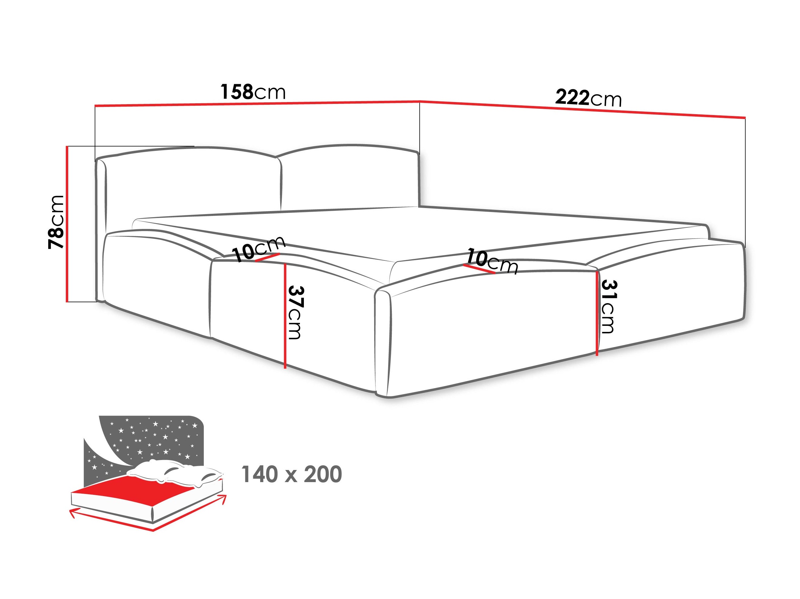Bed TrendyNest Titis (Lumo 75)