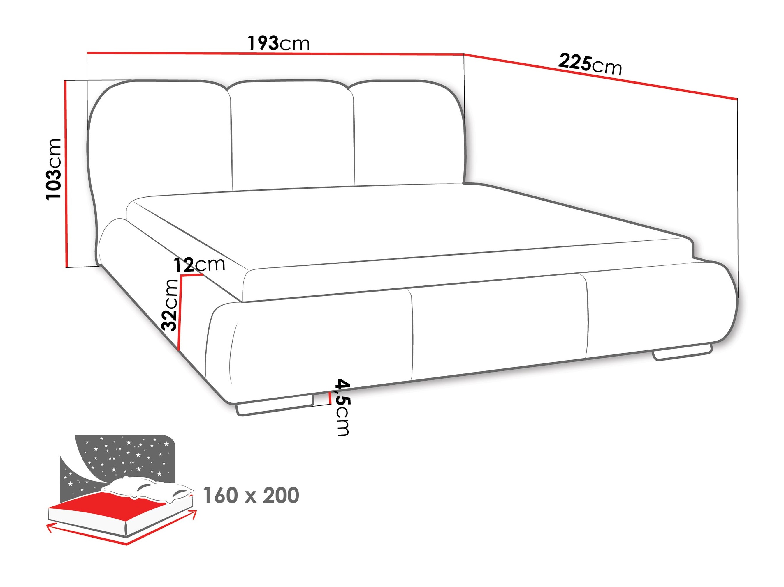 Bed TrendyNest Navium (Coral 80)