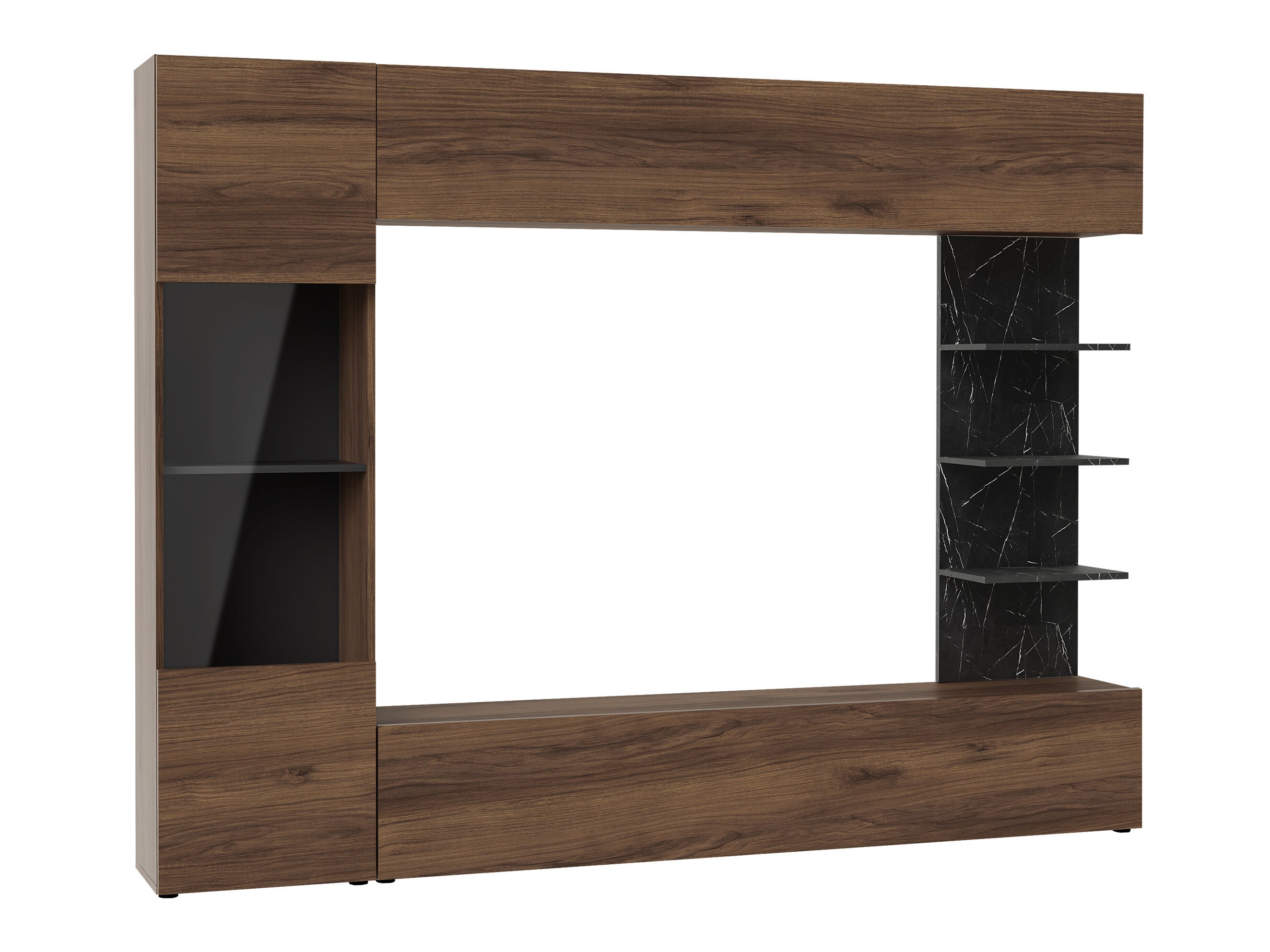 Living room set Comfivo 210 (Walnut + Black marble)
