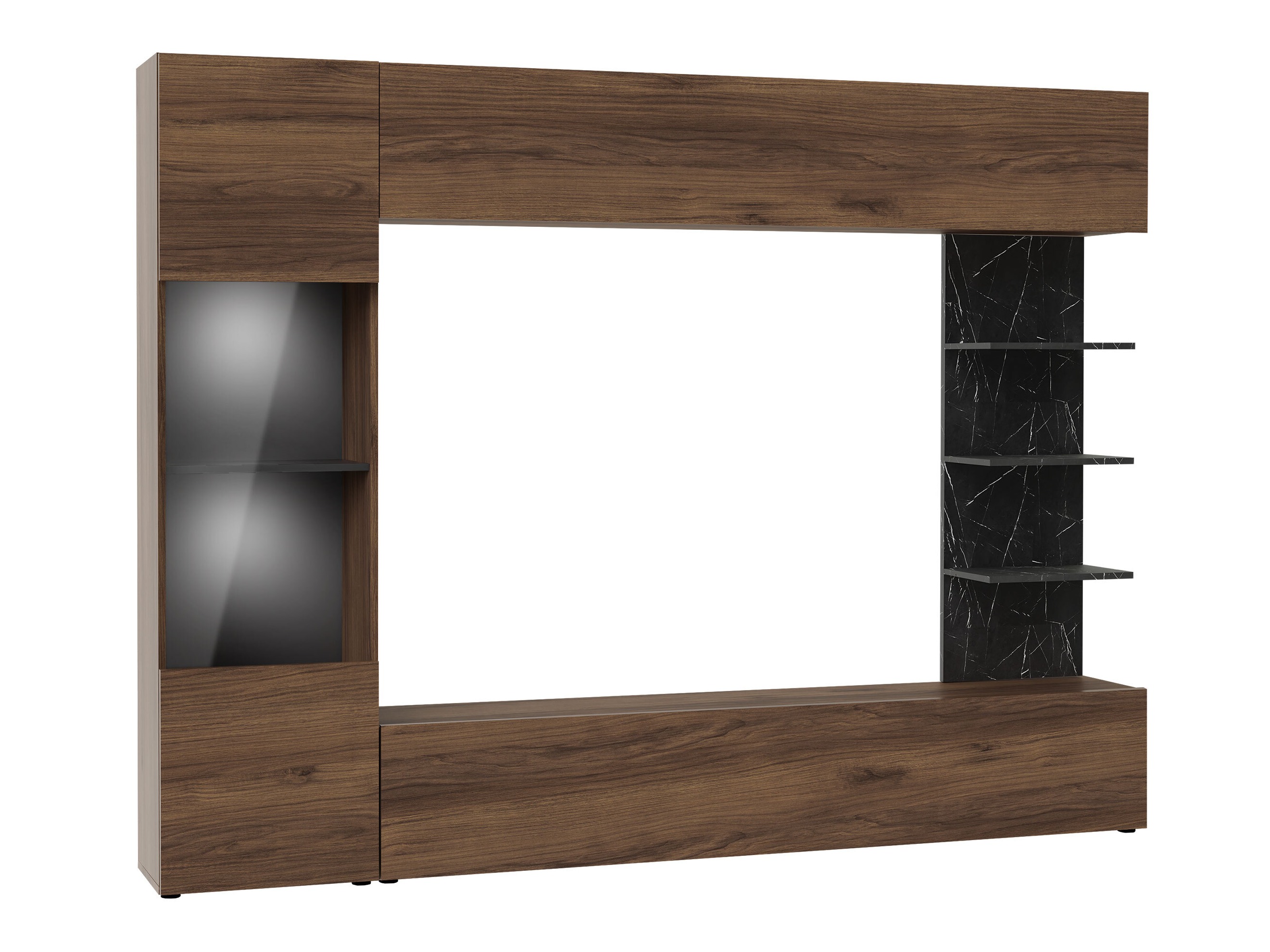 Living room set Comfivo Animus (Walnut + Black marble)
