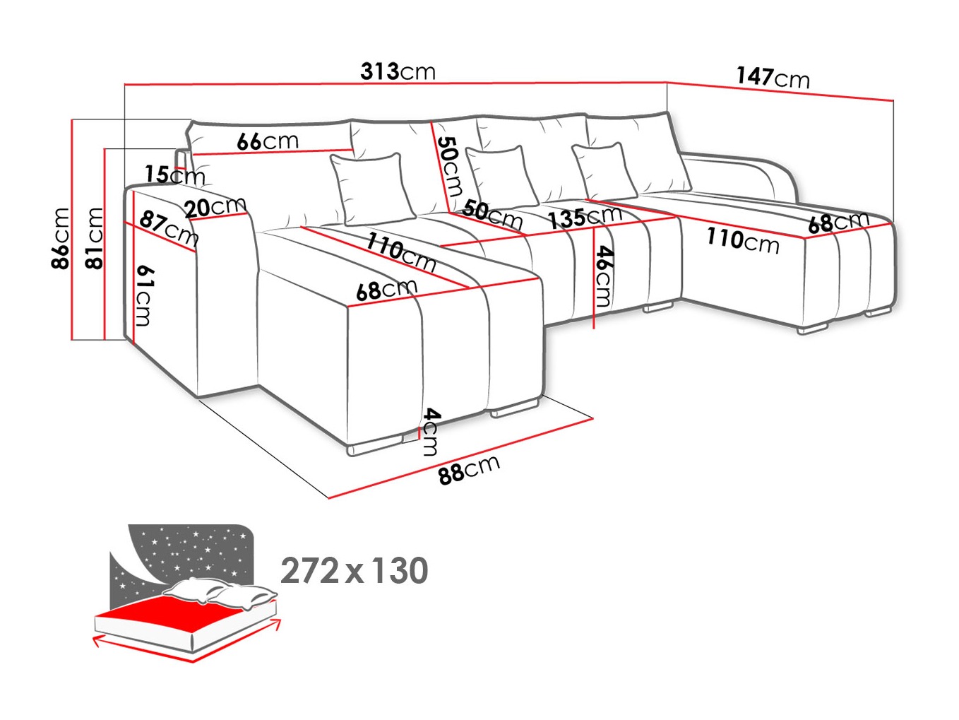 Corner sofa Arvada 122 (Lambi 03)