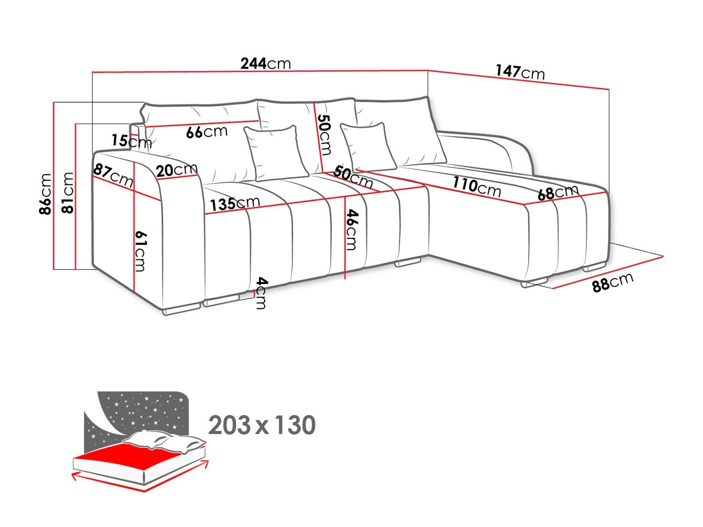 Corner sofa Arvada 123 (Lambi 03)