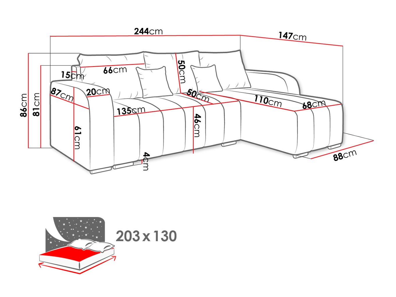 Corner sofa Arvada 123 (Lambi 08)