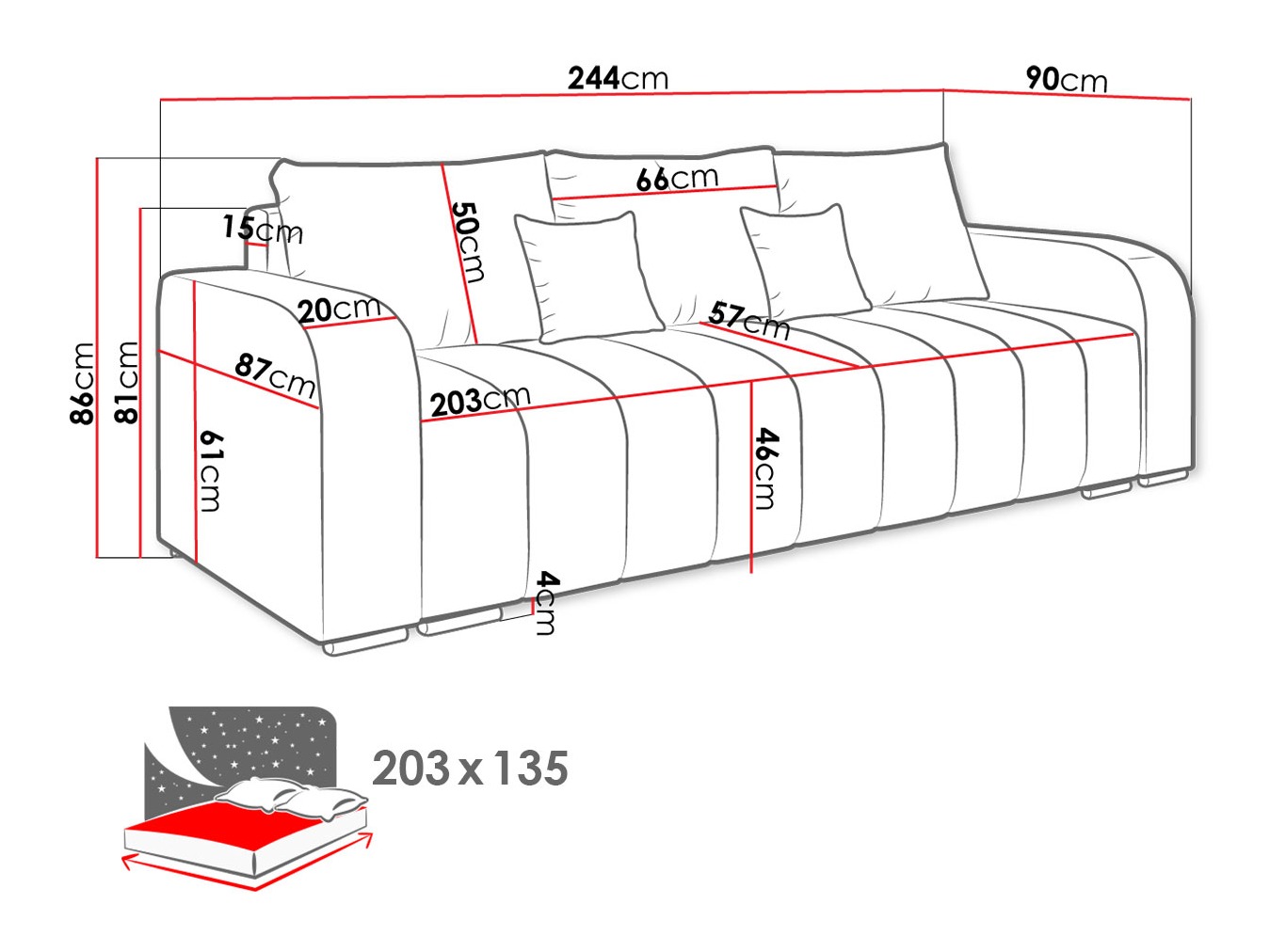 Sofa bed Arvada 124 (Lambi 08)