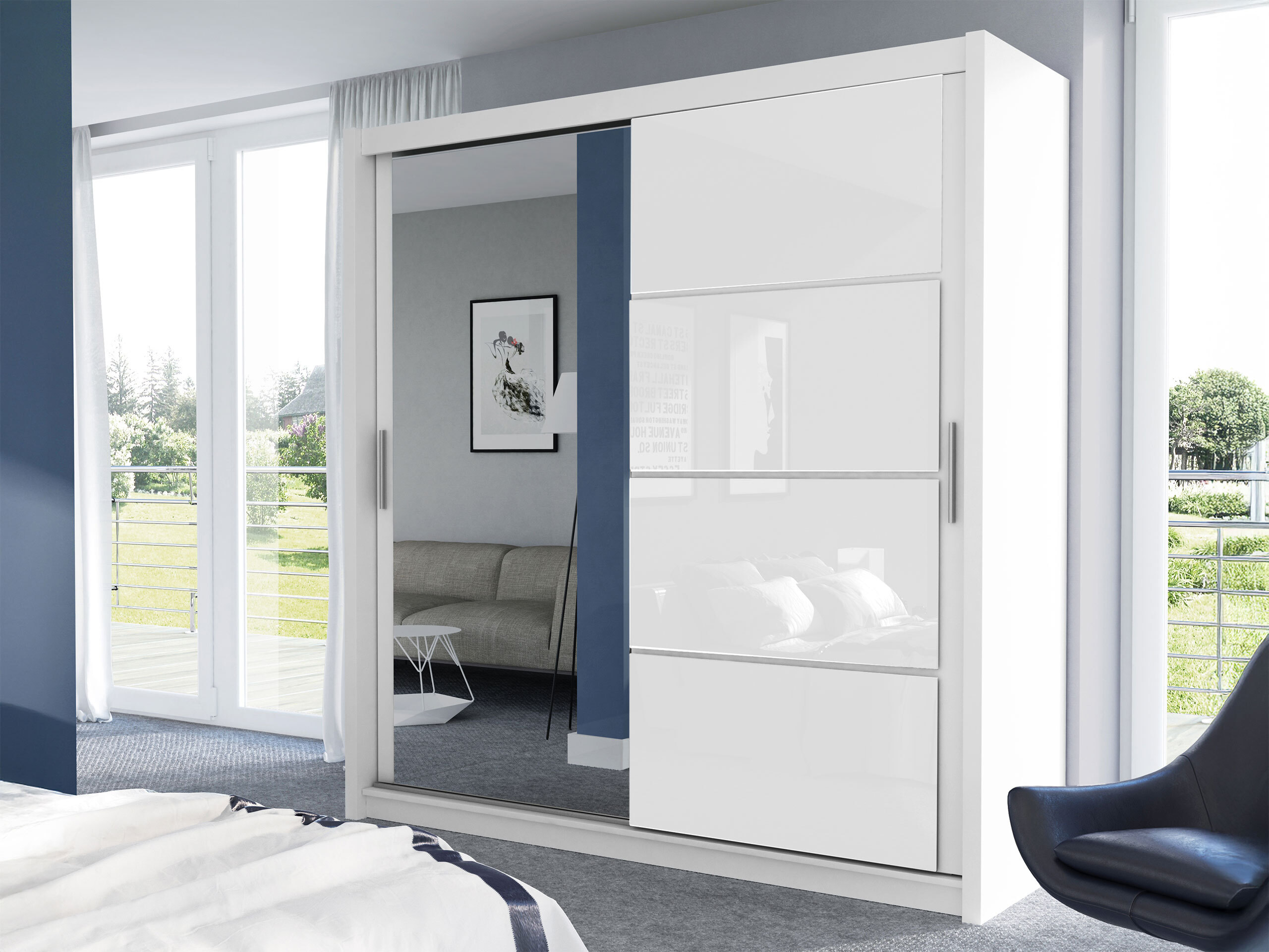 Wardrobe Honolulu 111 (White + Glossy white)