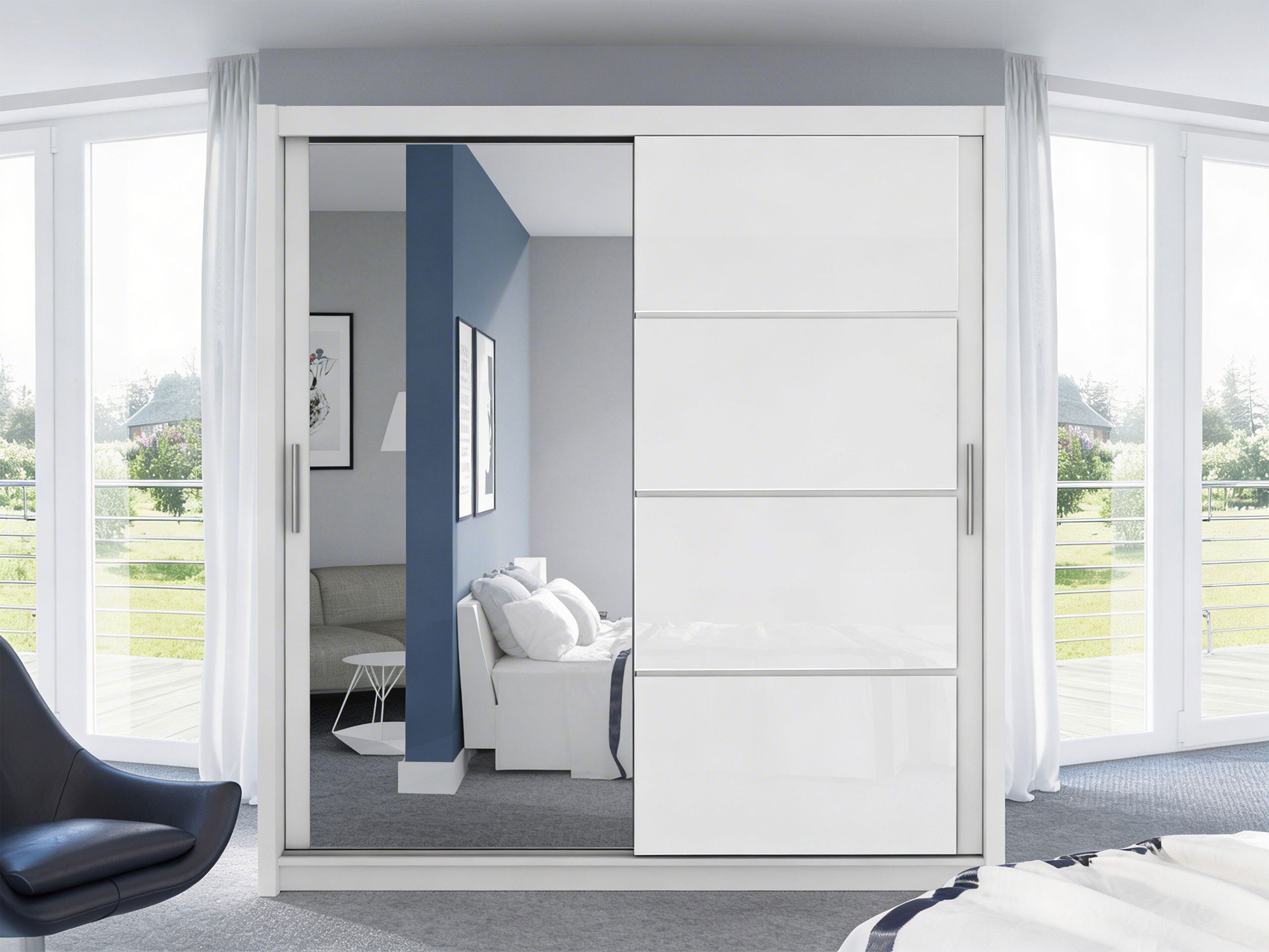 Wardrobe Honolulu 111 (White + Glossy white)