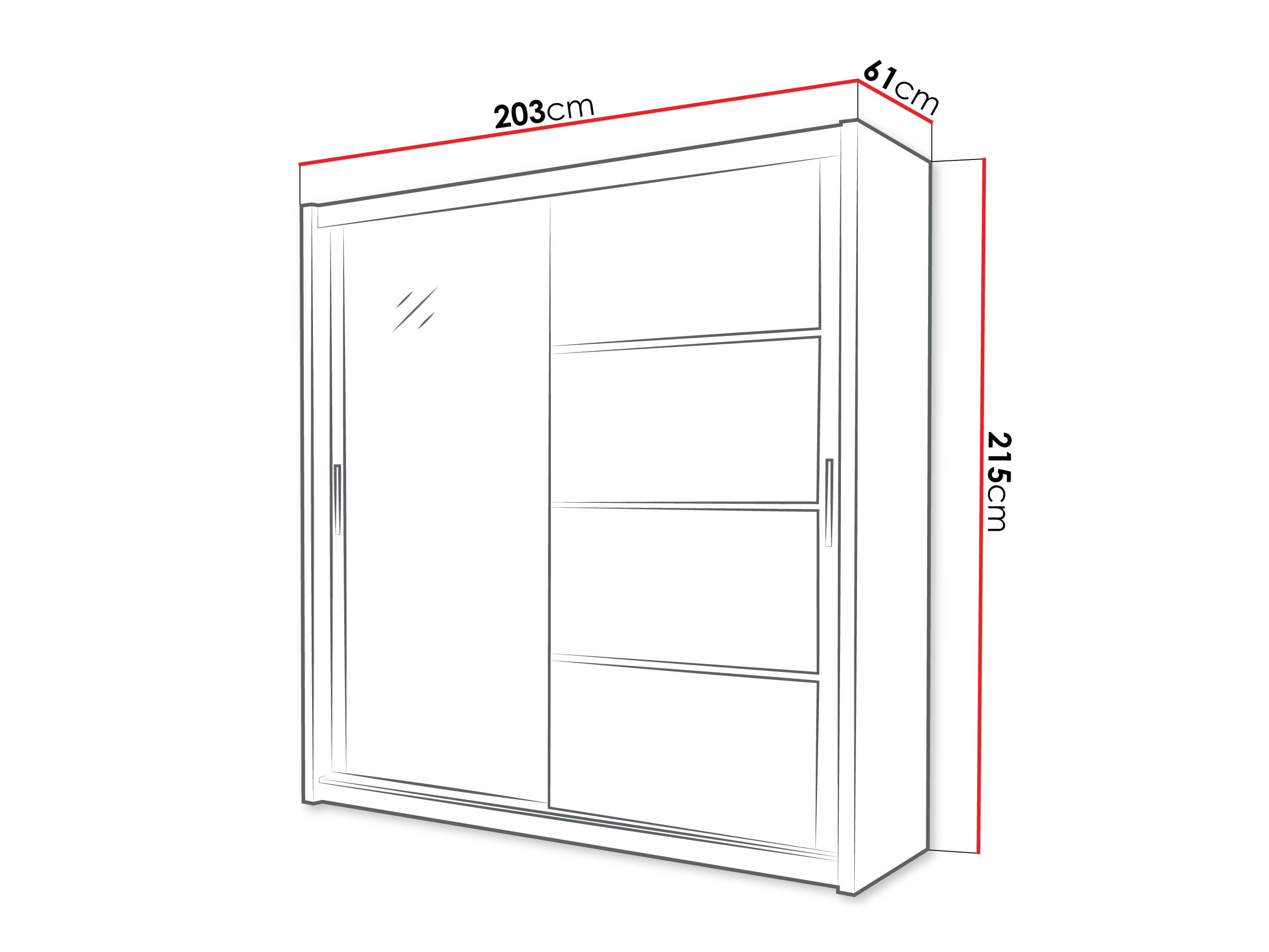 Wardrobe Honolulu 111 (White + Glossy white)