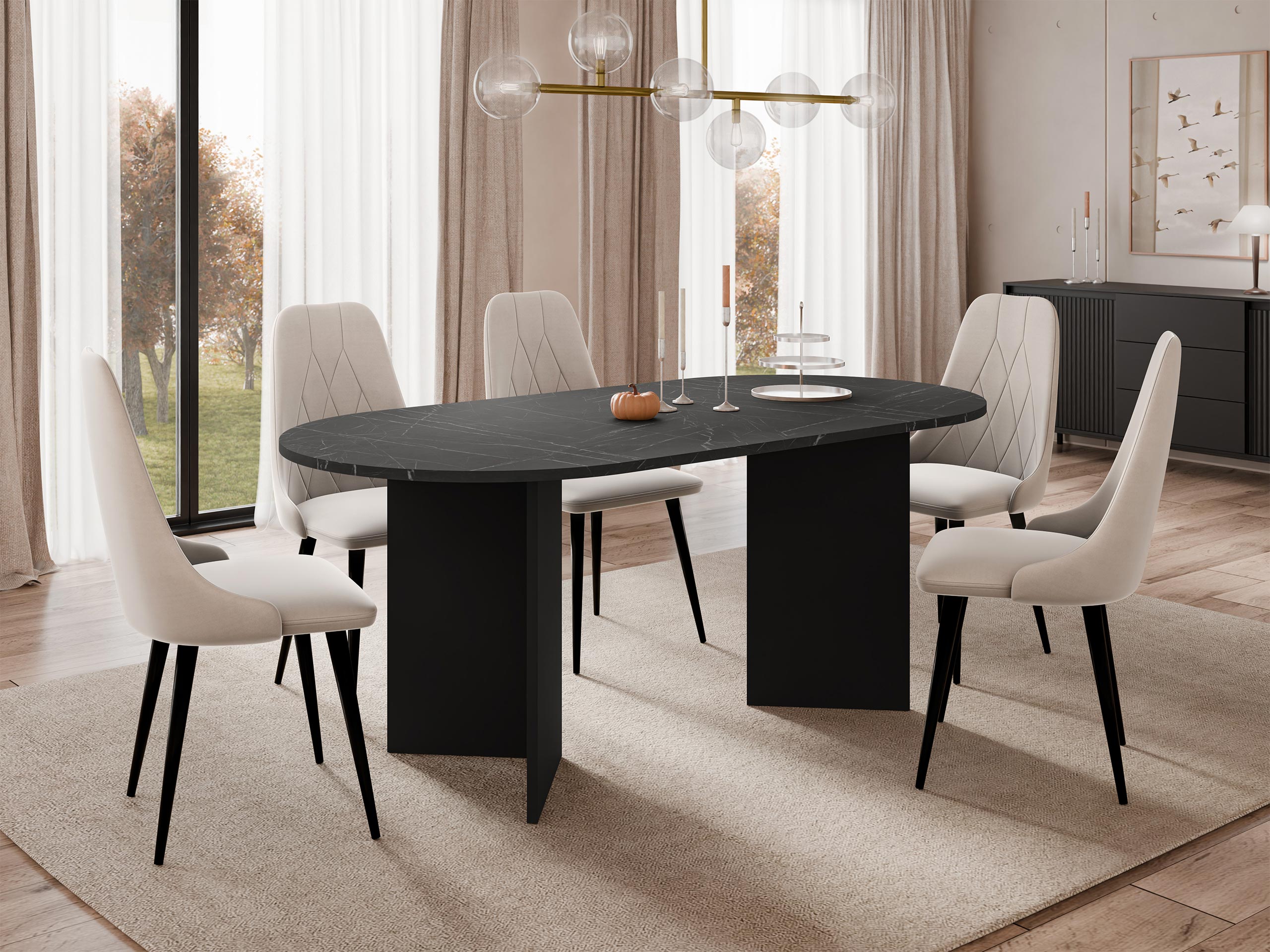 Table Comfivo Fungus (Black marble + Black)