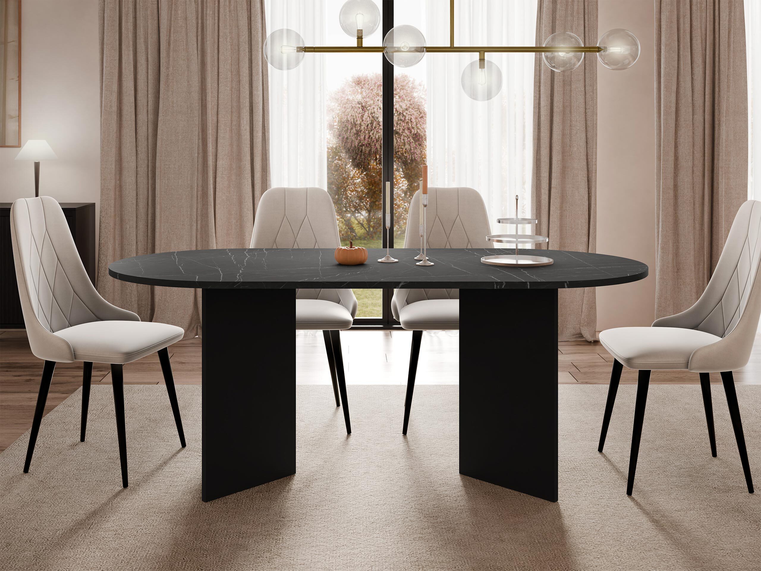 Table Comfivo Fungus (Black marble + Black)