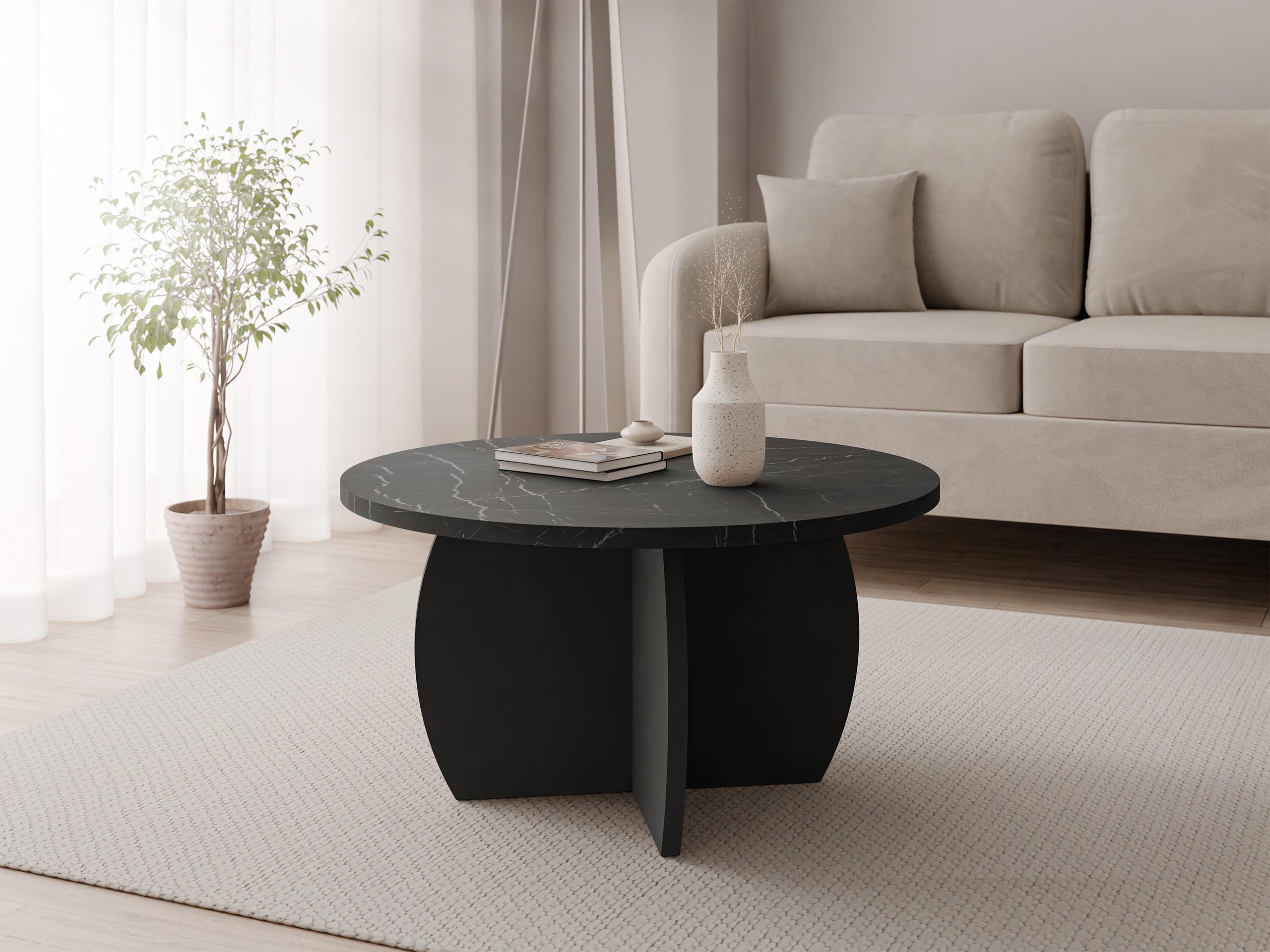 Coffee table Comfivo 511 (Black marble + Black)