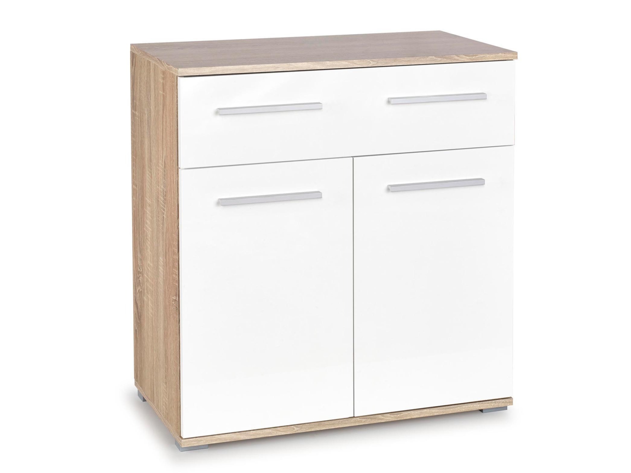Chest of drawers Cirveso 100 (Sonoma oak + Glossy white)