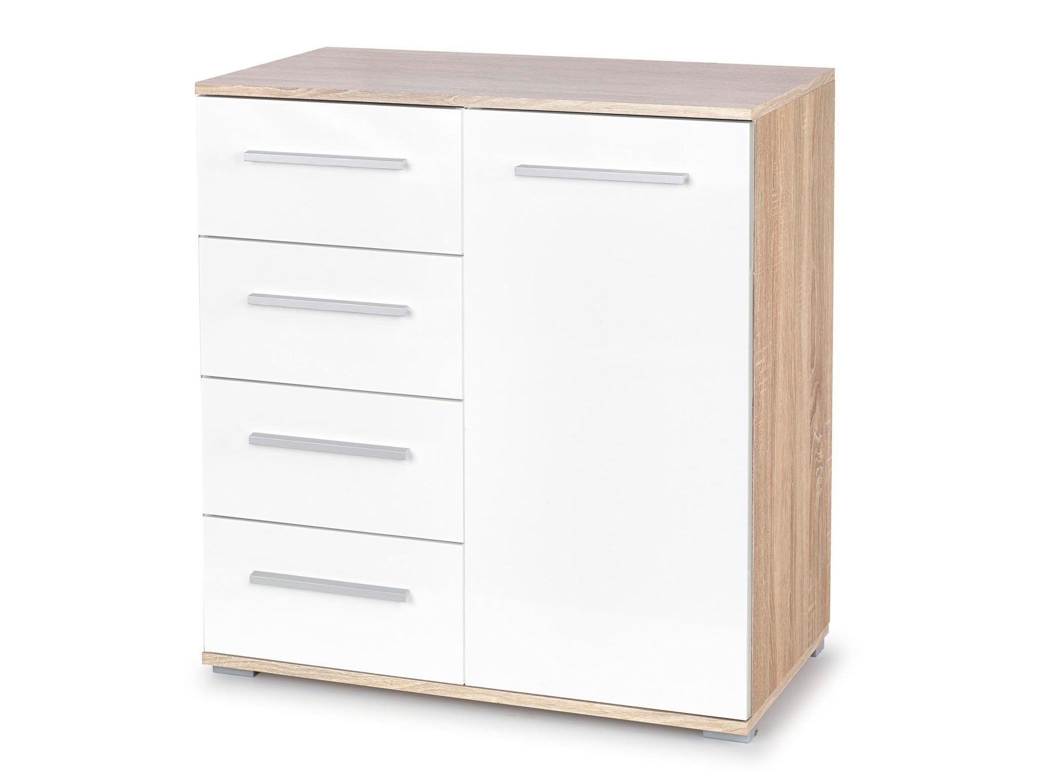 Chest of drawers Cirveso 101 (Sonoma oak + Glossy white)
