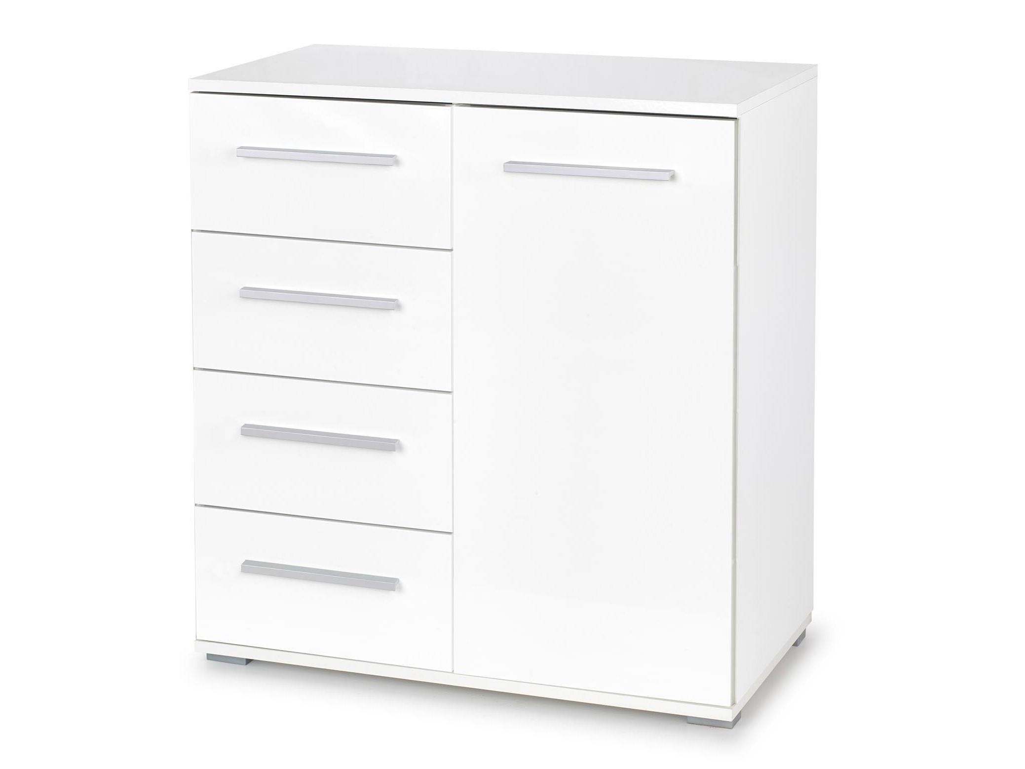 Chest of drawers Cirveso 101 (White + Glossy white)