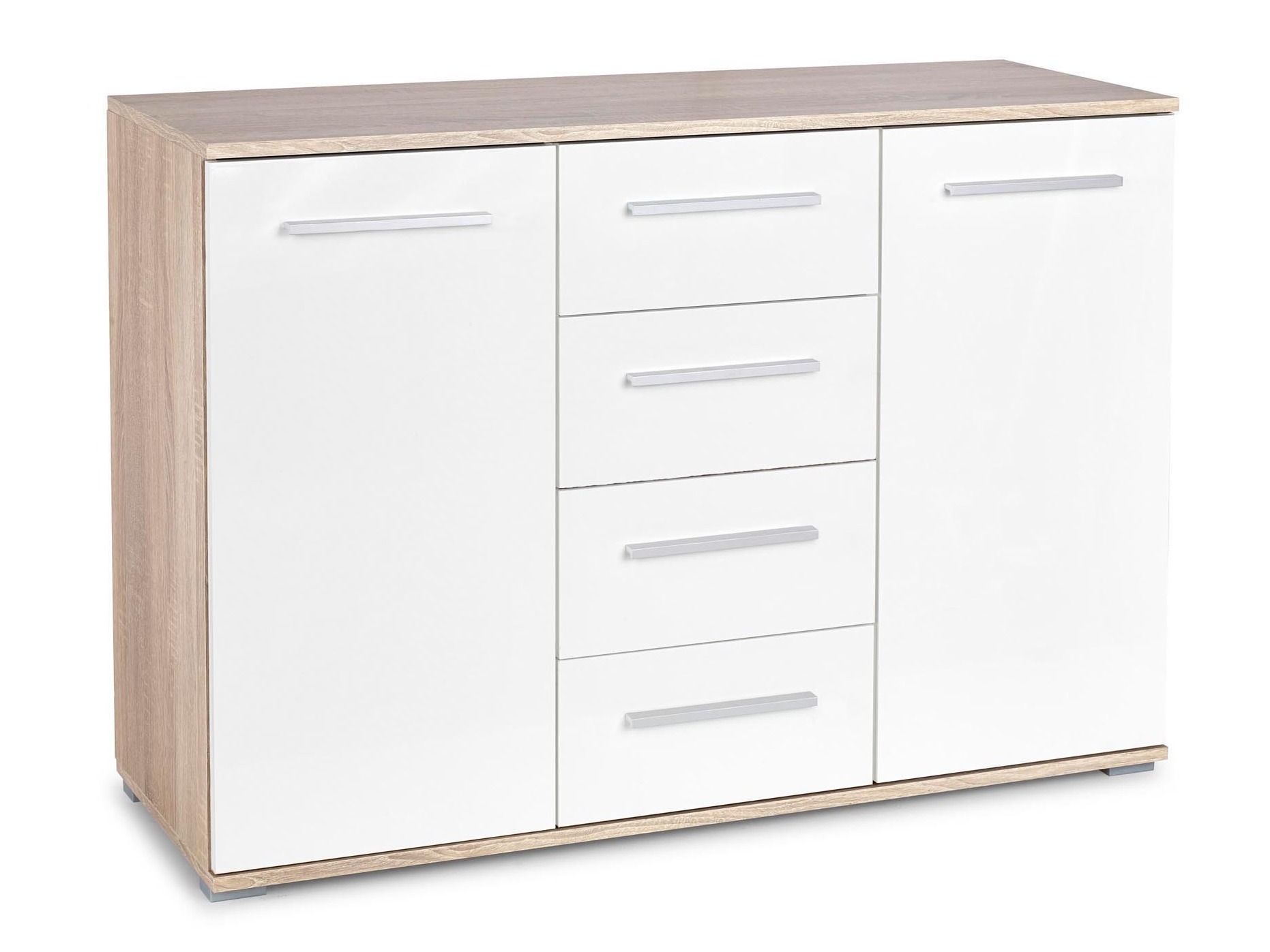 Chest of drawers Cirveso 103 (Sonoma oak + Glossy white)