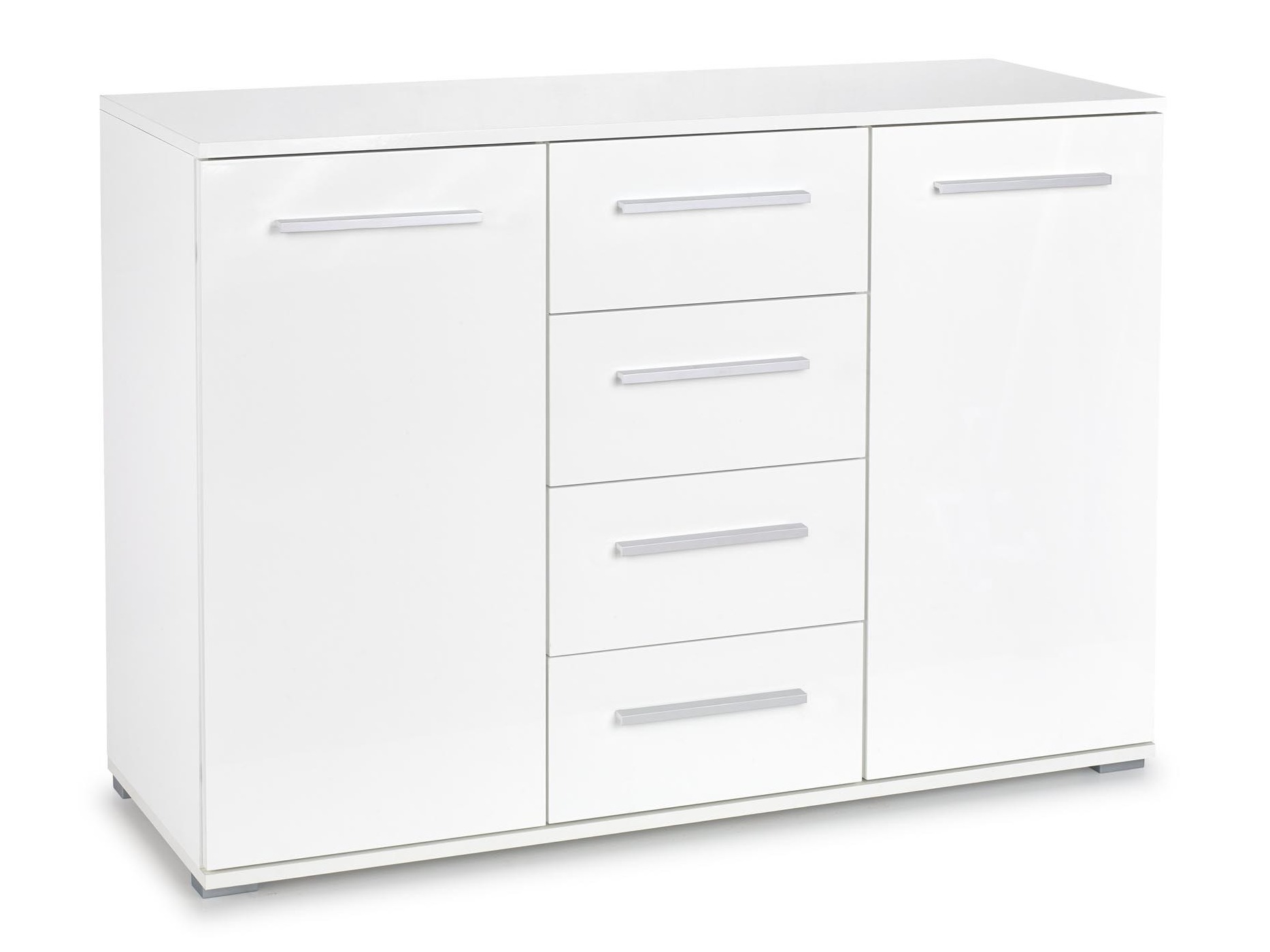 Chest of drawers Cirveso 103 (White + Glossy white)